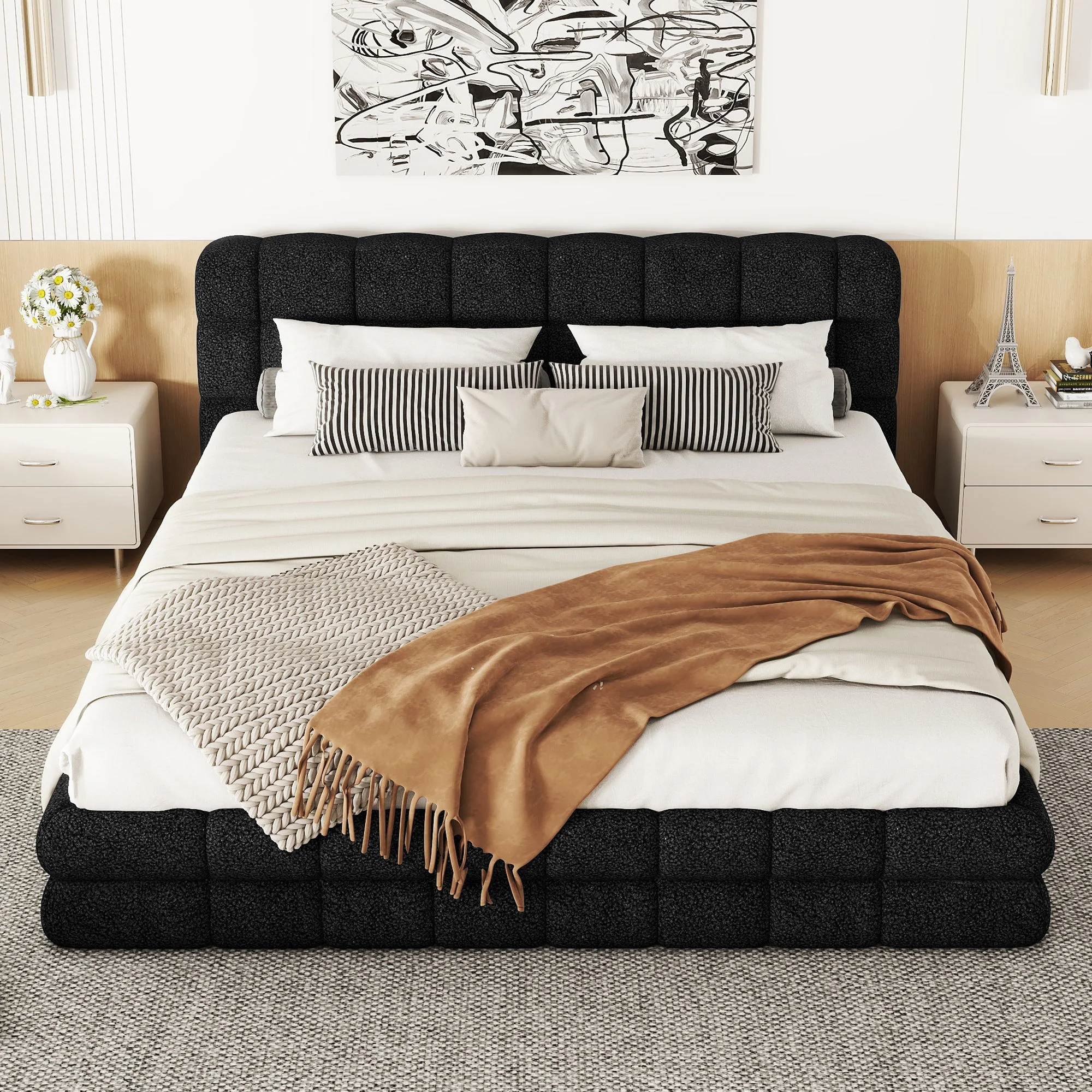 Upholstered Platform Bed With Headboard - Image 29