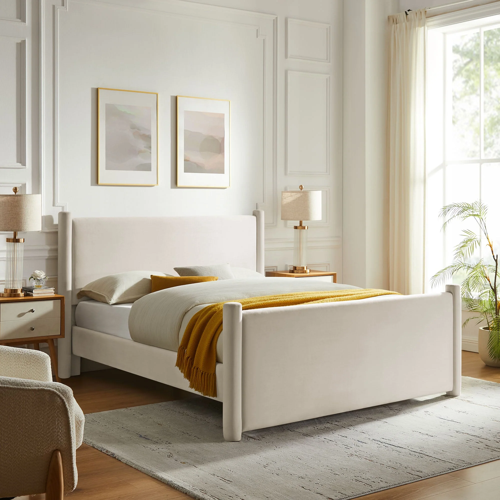 Upholstered Platform Bed with Padded Headboard and Footboard - Image 50