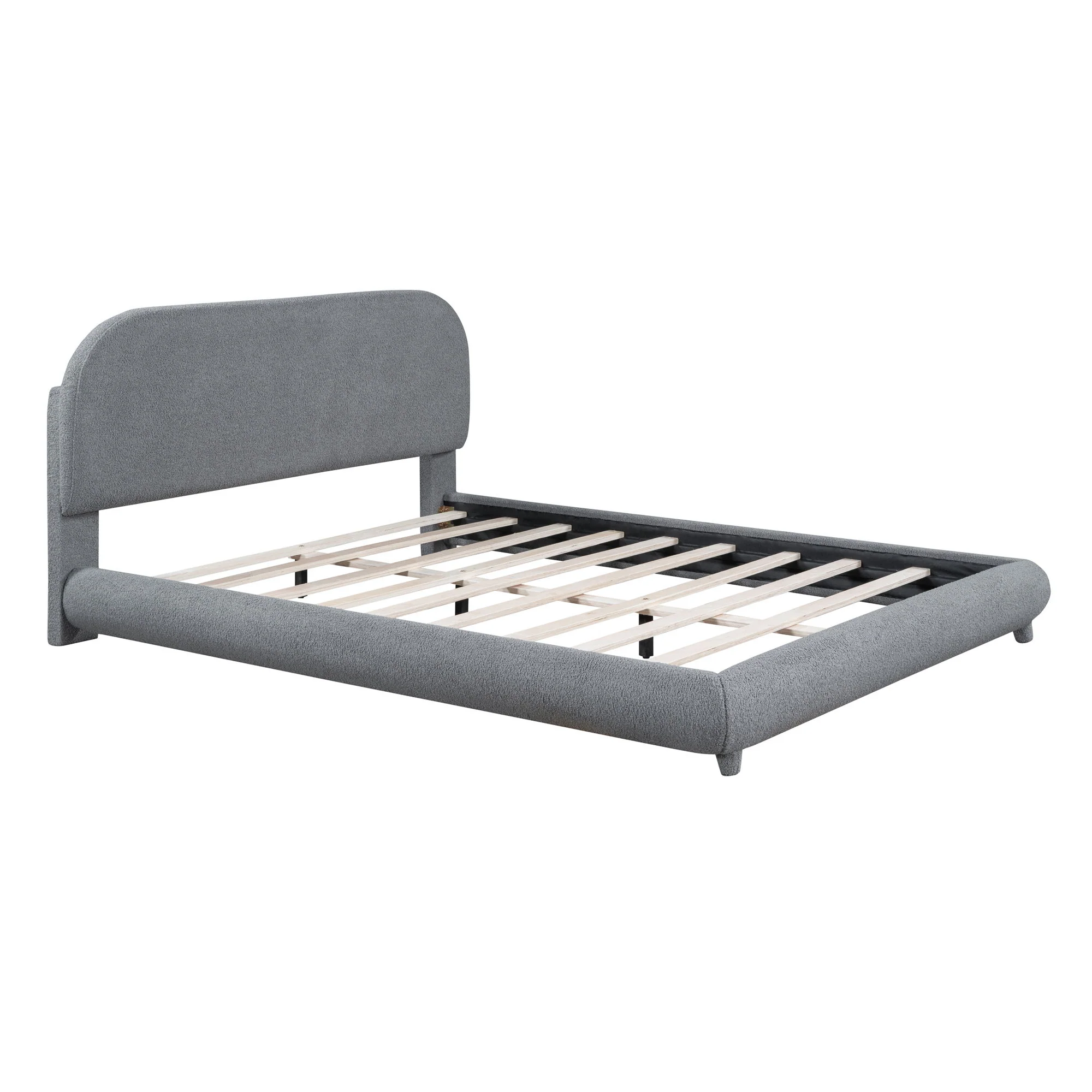 Upholstered Platform Bed With Thick Solid Frame And Stylish Curve-Shaped Design - Image 13