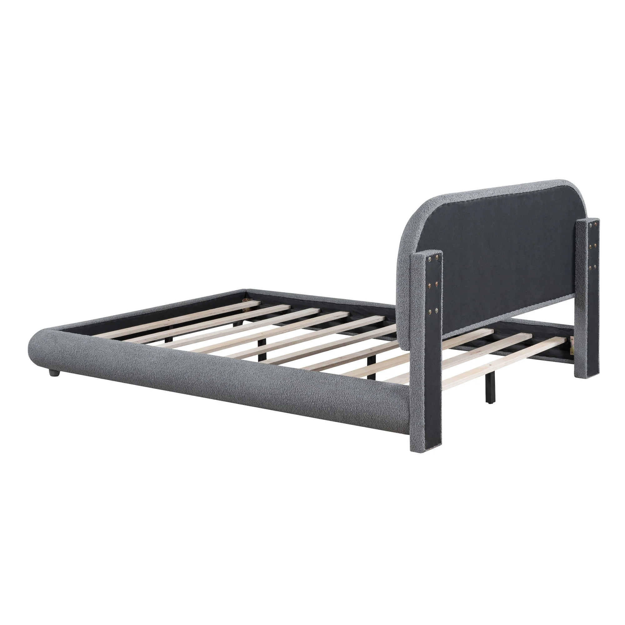 Upholstered Platform Bed With Thick Solid Frame And Stylish Curve-Shaped Design - Image 14
