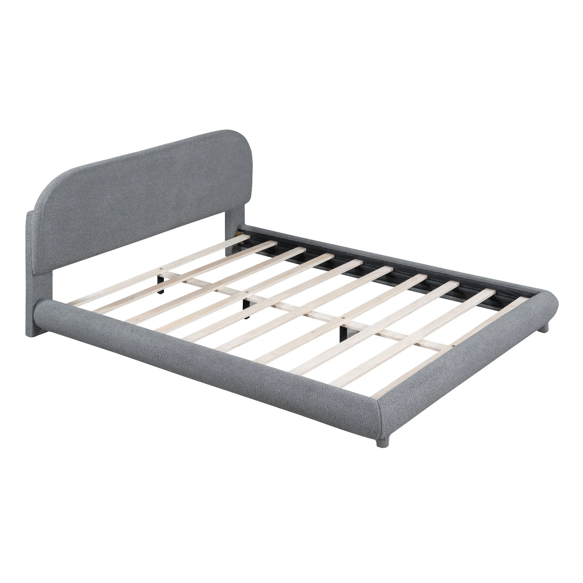 Upholstered Platform Bed With Thick Solid Frame And Stylish Curve-Shaped Design - Image 28
