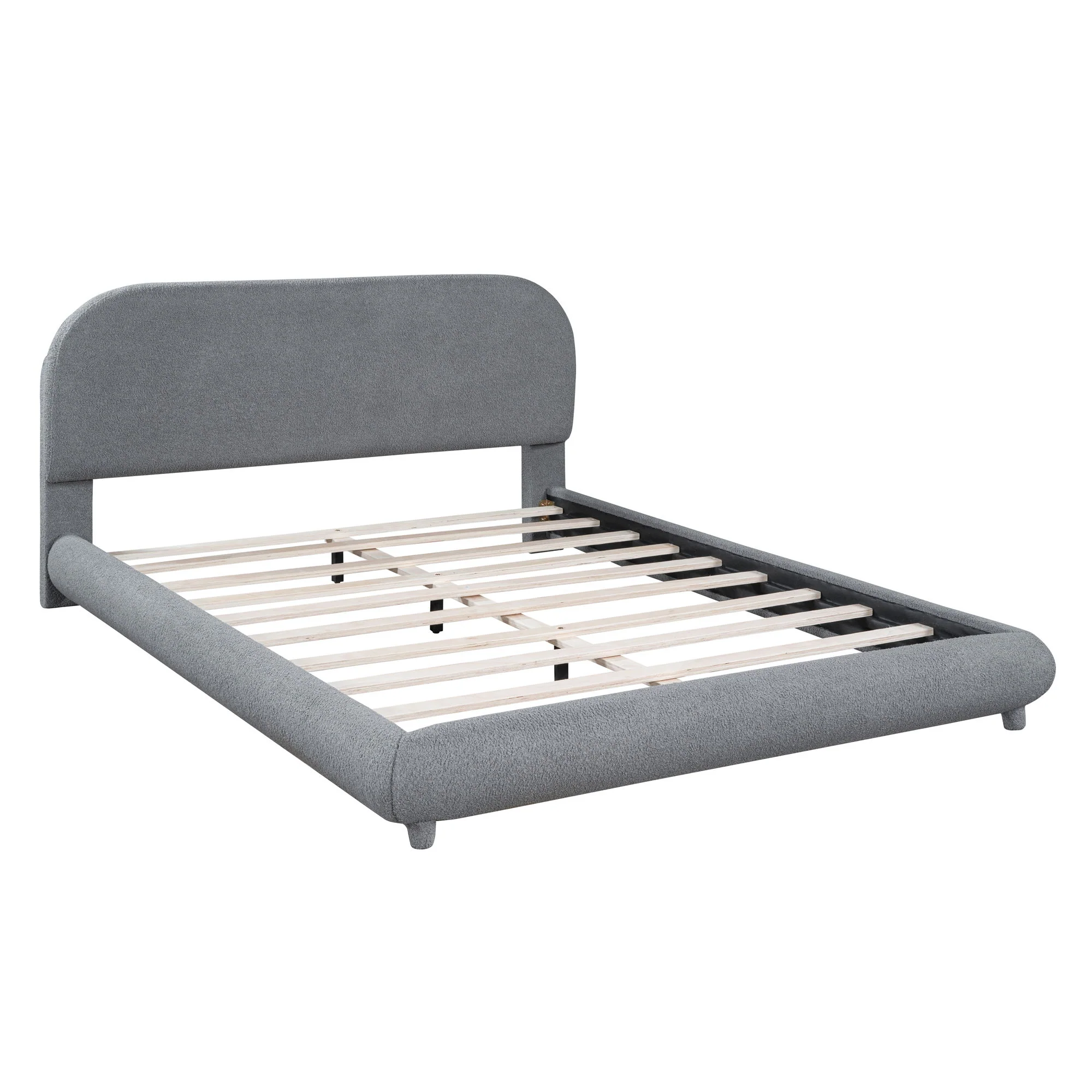 Upholstered Platform Bed With Thick Solid Frame And Stylish Curve-Shaped Design - Image 33