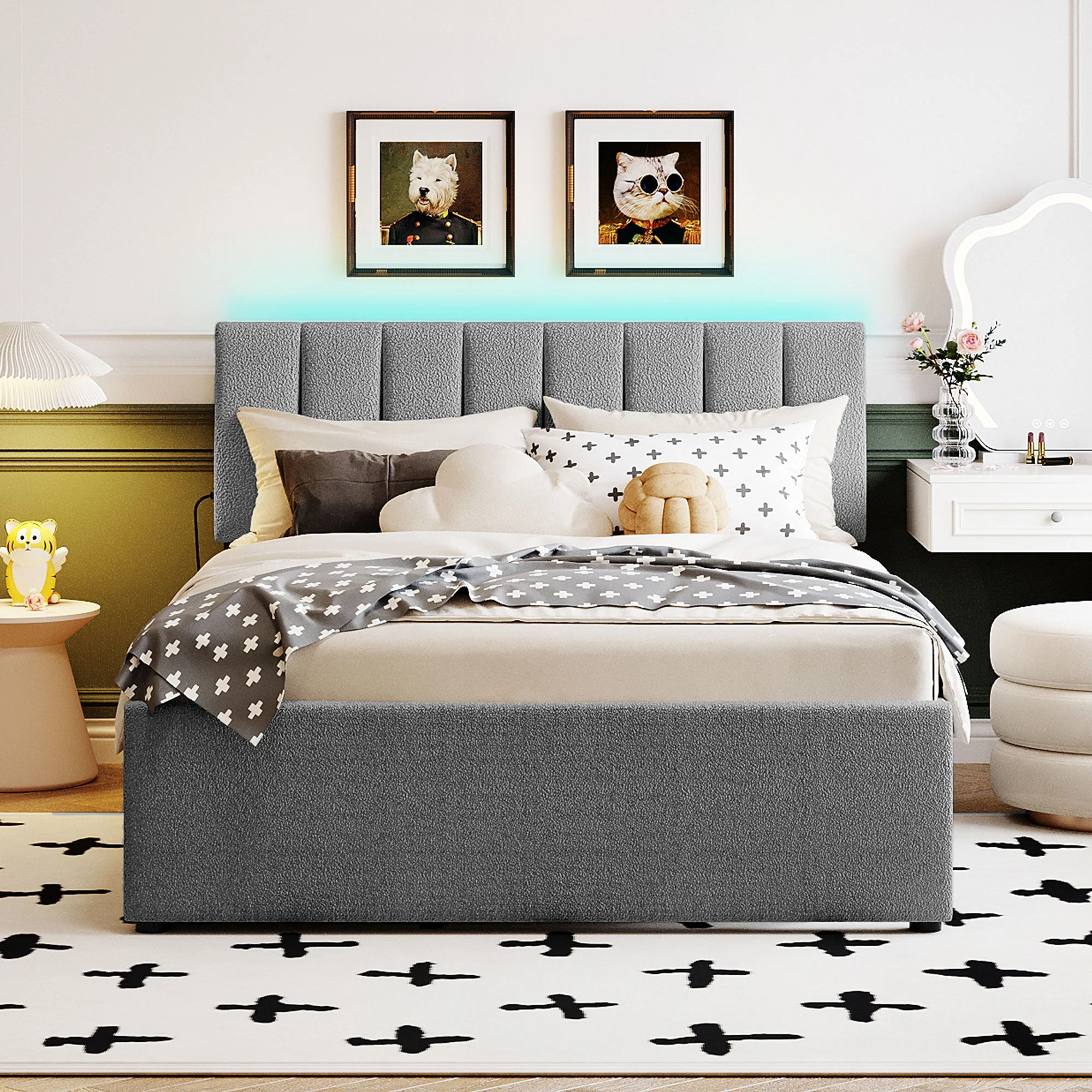 Upholstered Platform Bed With Trundle - Image 16