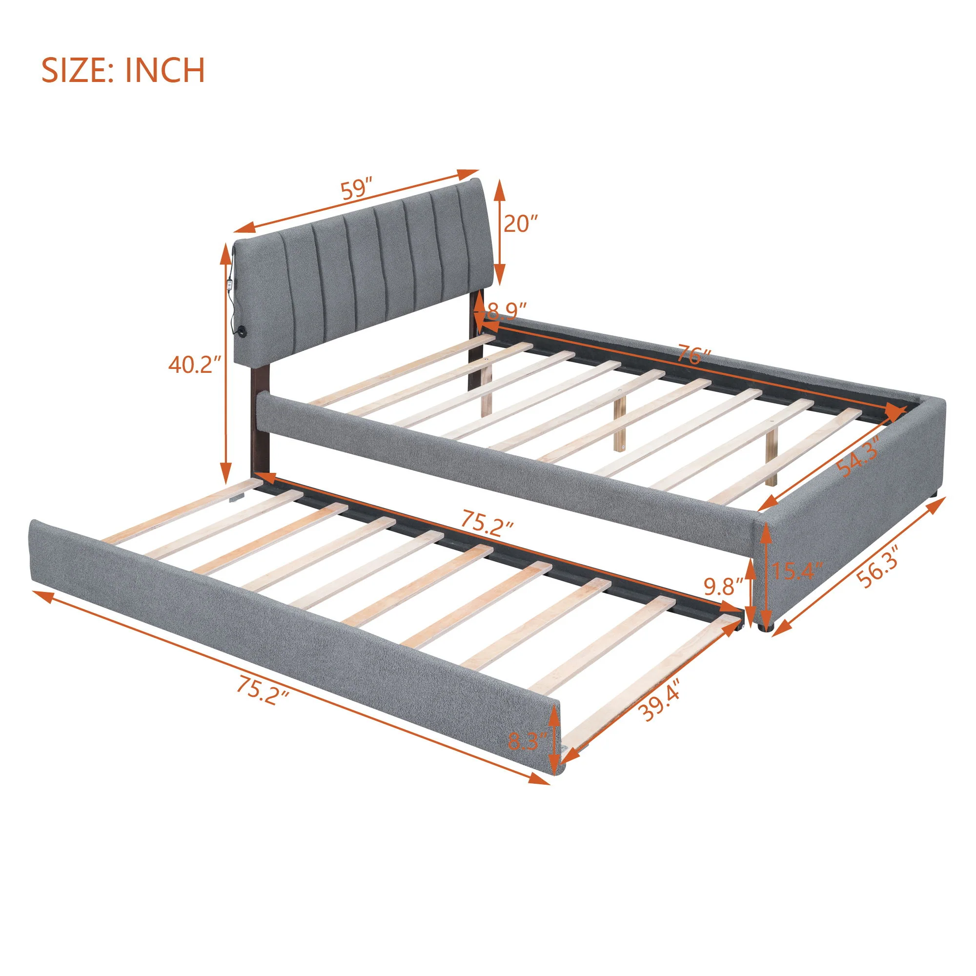 Upholstered Platform Bed With Trundle - Image 8