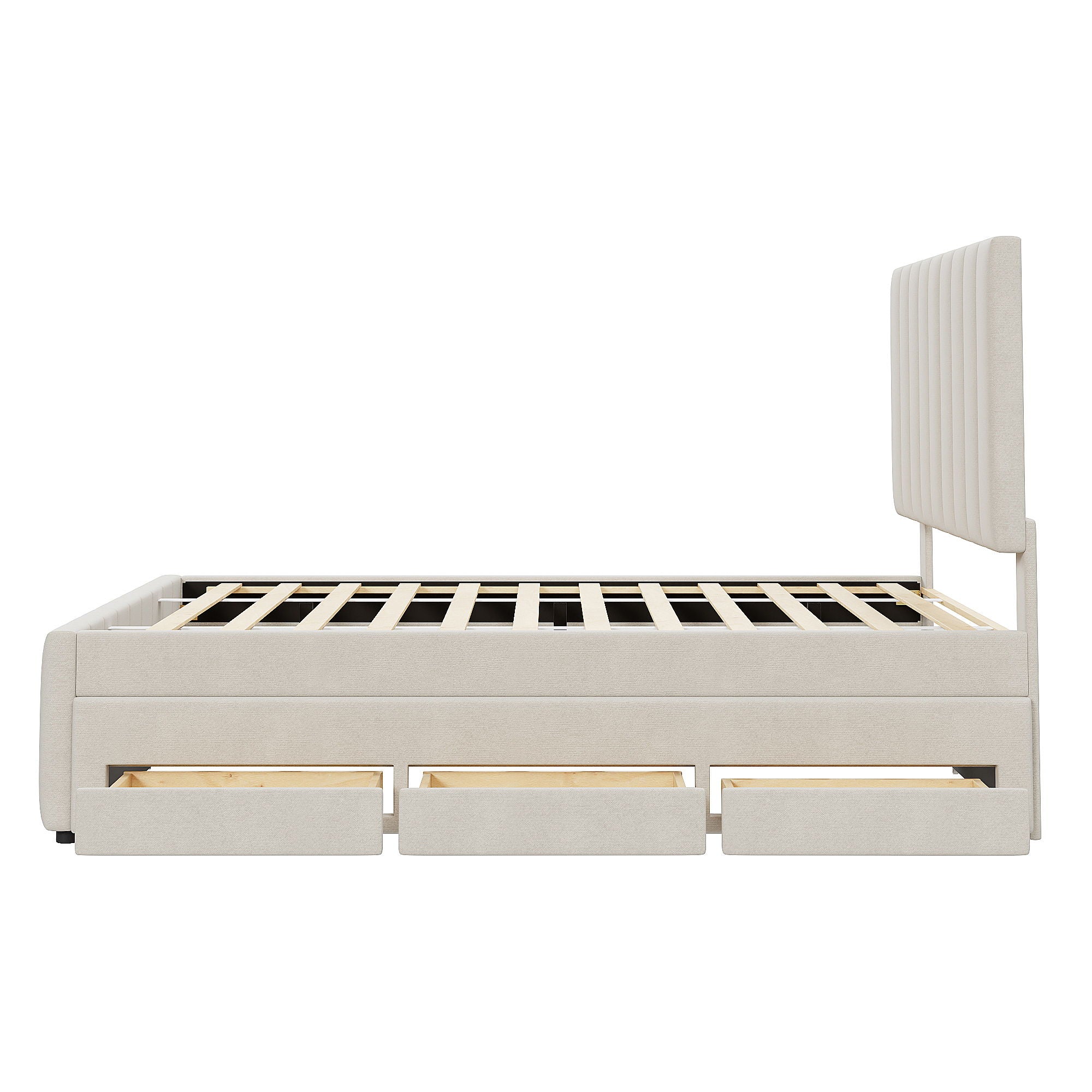 Upholstered Platform Bed With Twin Size Trundle And 3 Drawers - Image 11