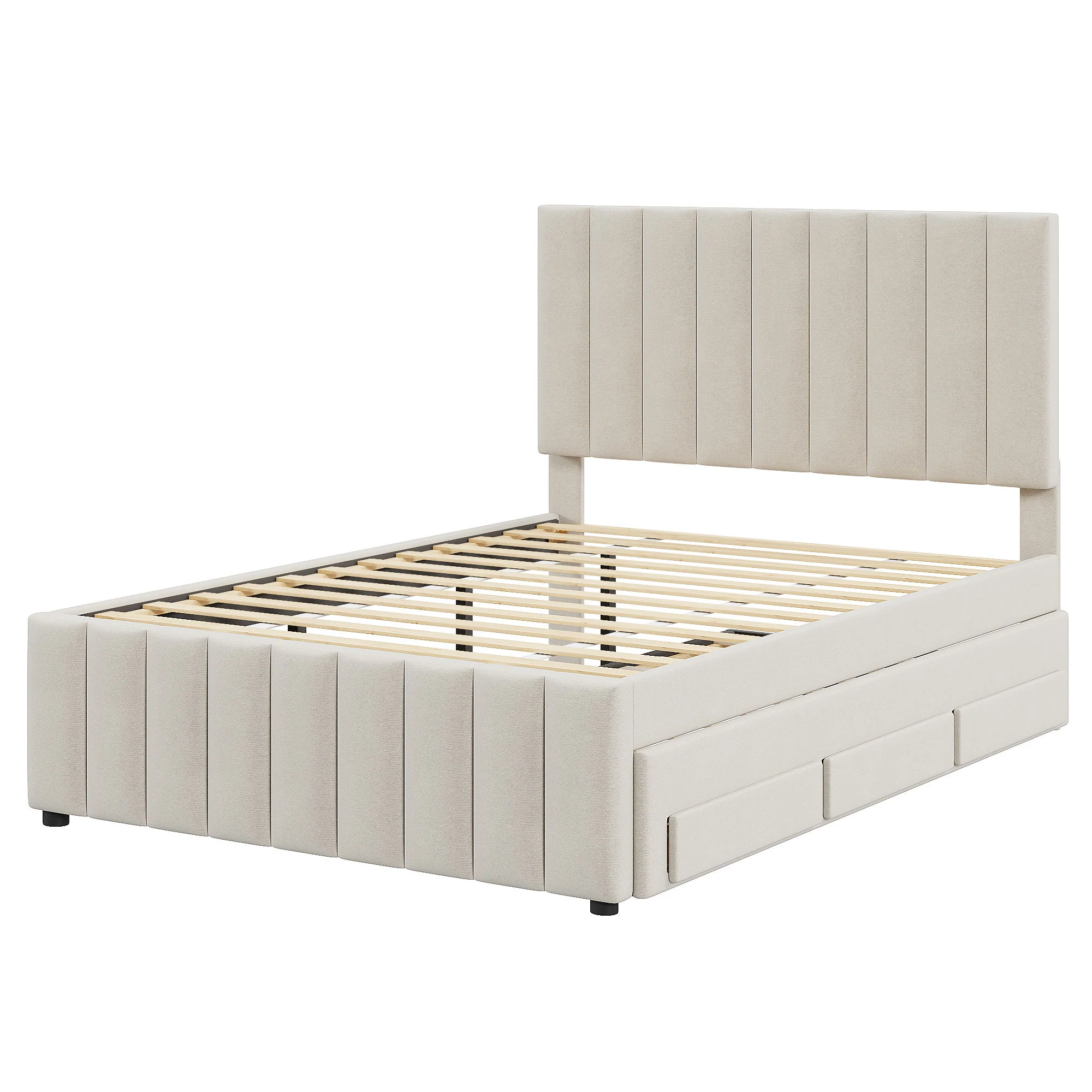Upholstered Platform Bed With Twin Size Trundle And 3 Drawers - Image 13