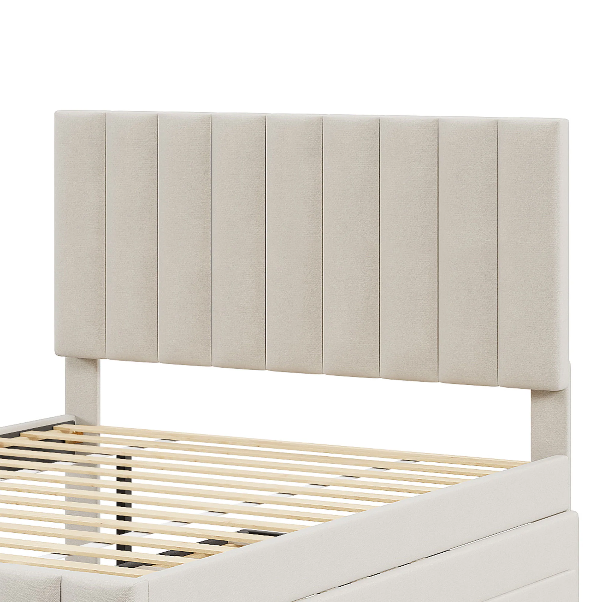 Upholstered Platform Bed With Twin Size Trundle And 3 Drawers - Image 15