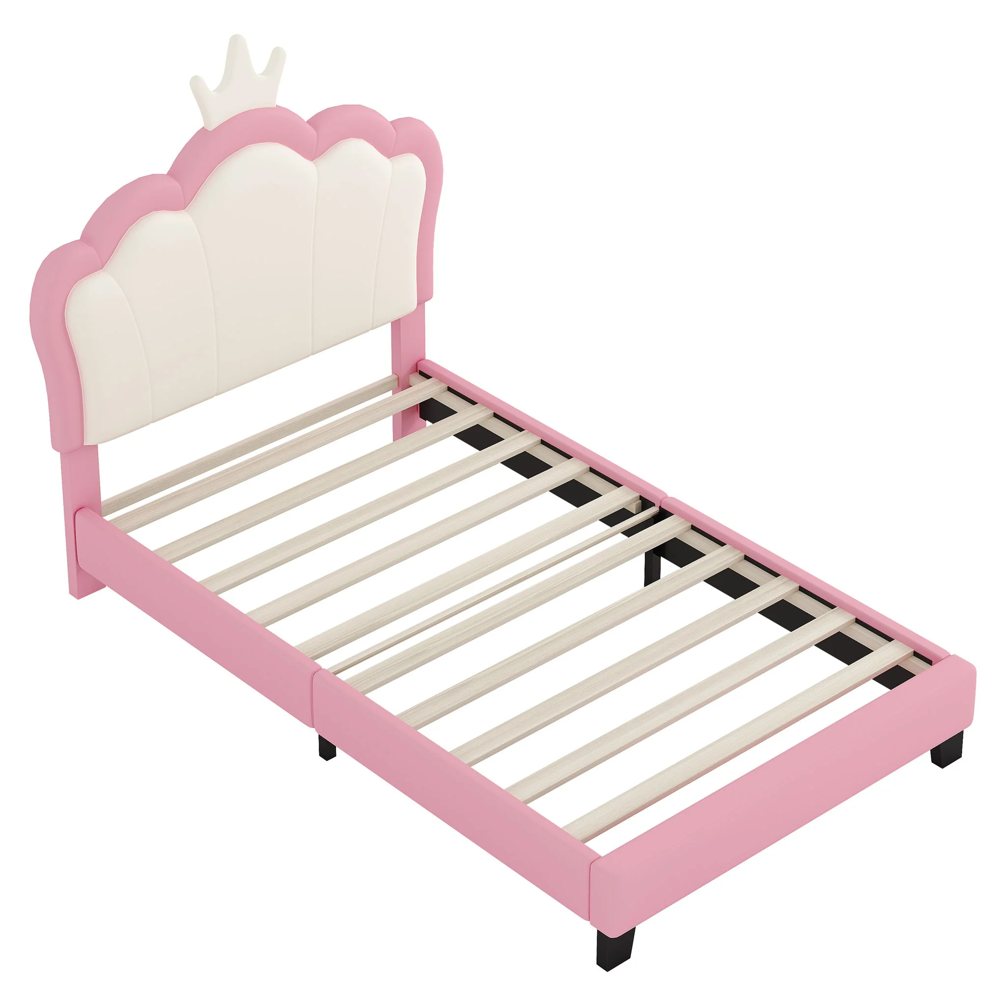 Upholstered Princess Platform Bed With Crown Headboard - Image 35