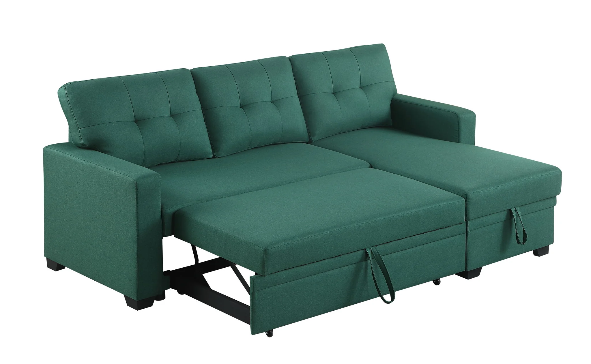 Upholstered Pull Out Sectional Sofa With Chaise - Image 46