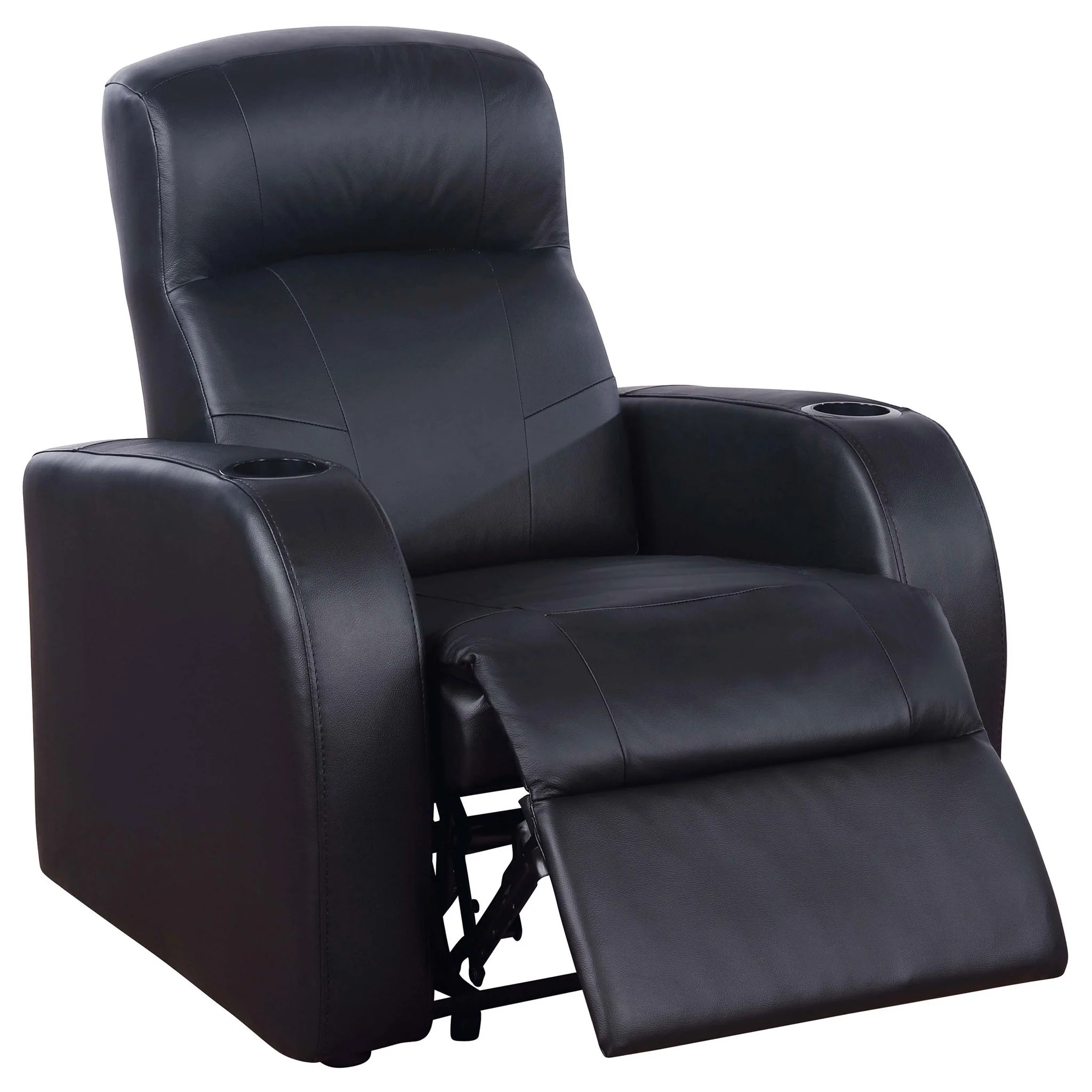 Upholstered Recliner With Cup Holder Comfort Lounge Chair - Black - Image 3