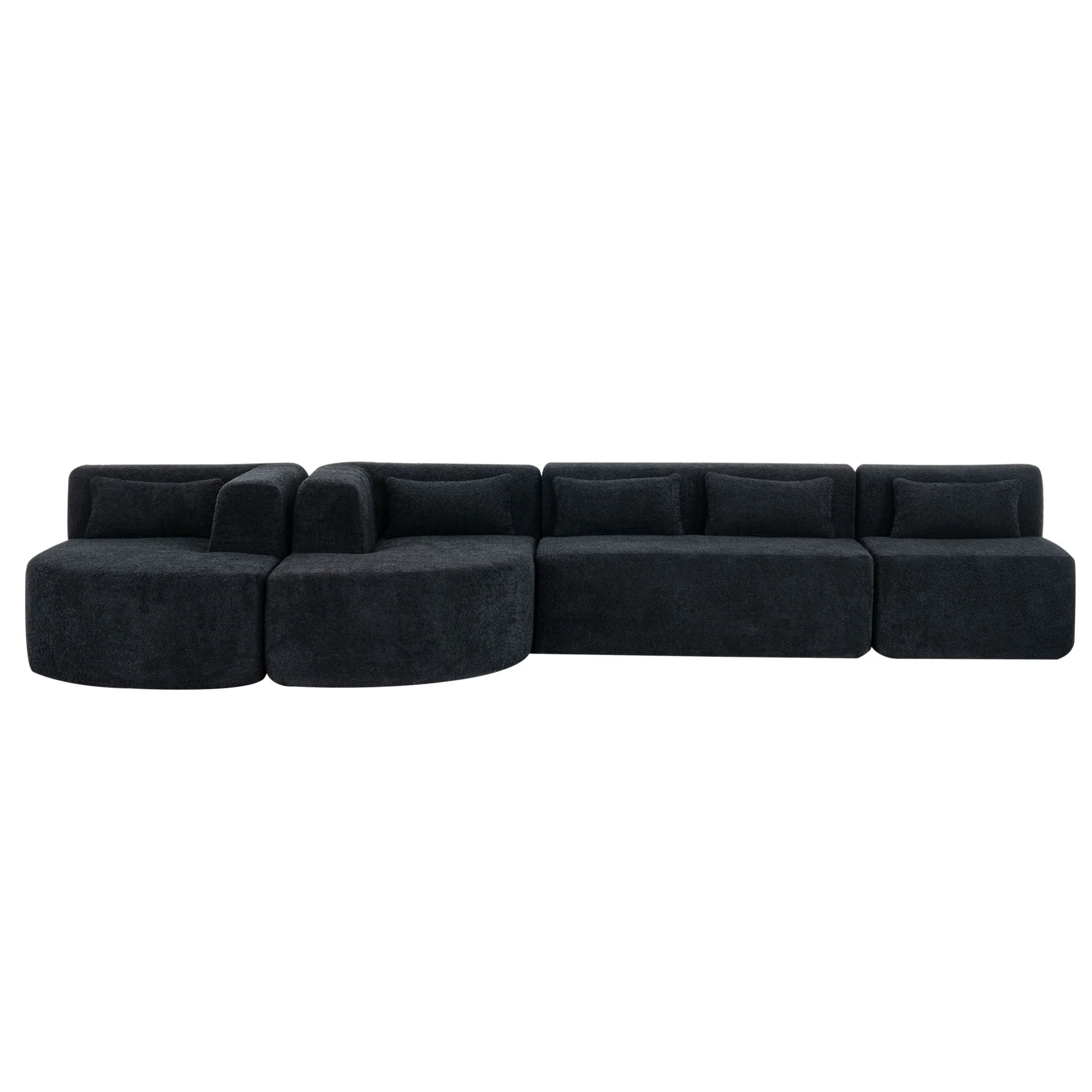Upholstered Sofa Free Combined Sofa Couch With 2 Chaise Lounge And Five Back Pillows For Living Room - Image 3