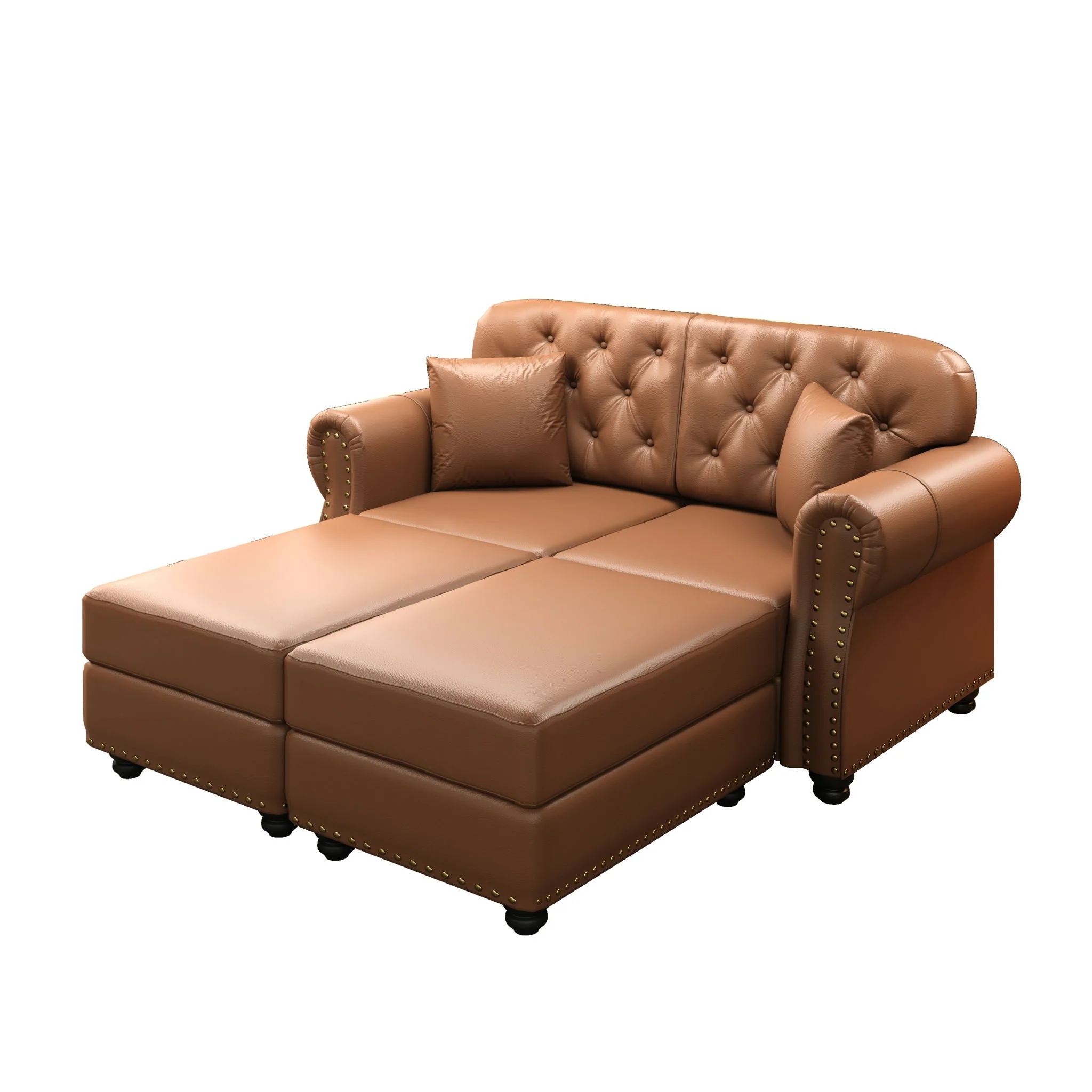 Upholstered Sofa With Nailhead Trim, Rolled Armrests With Ottoman - Image 12