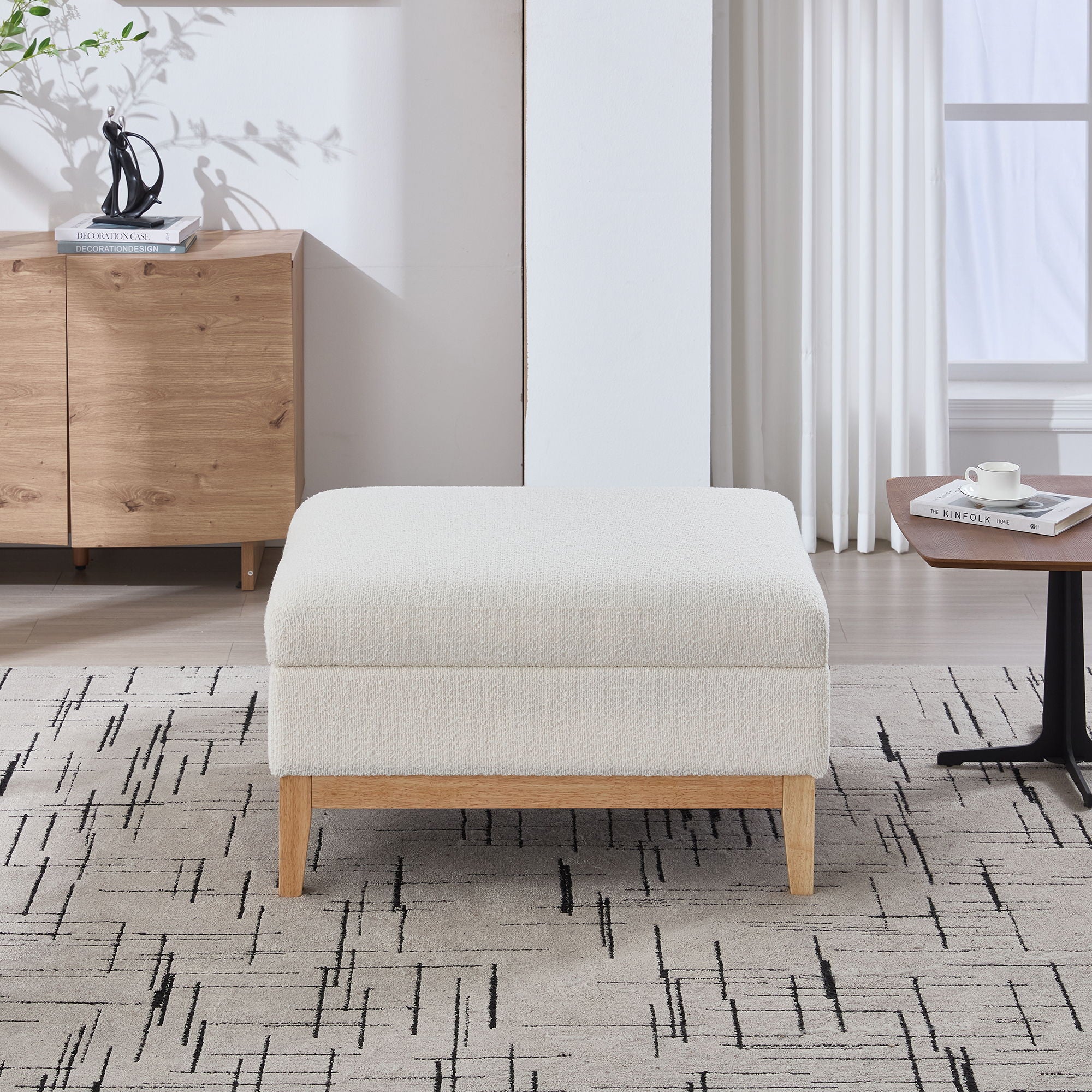 Upholstered Storage Ottoman With Reversible Lid Coffee Table, Foot Stool - Image 10