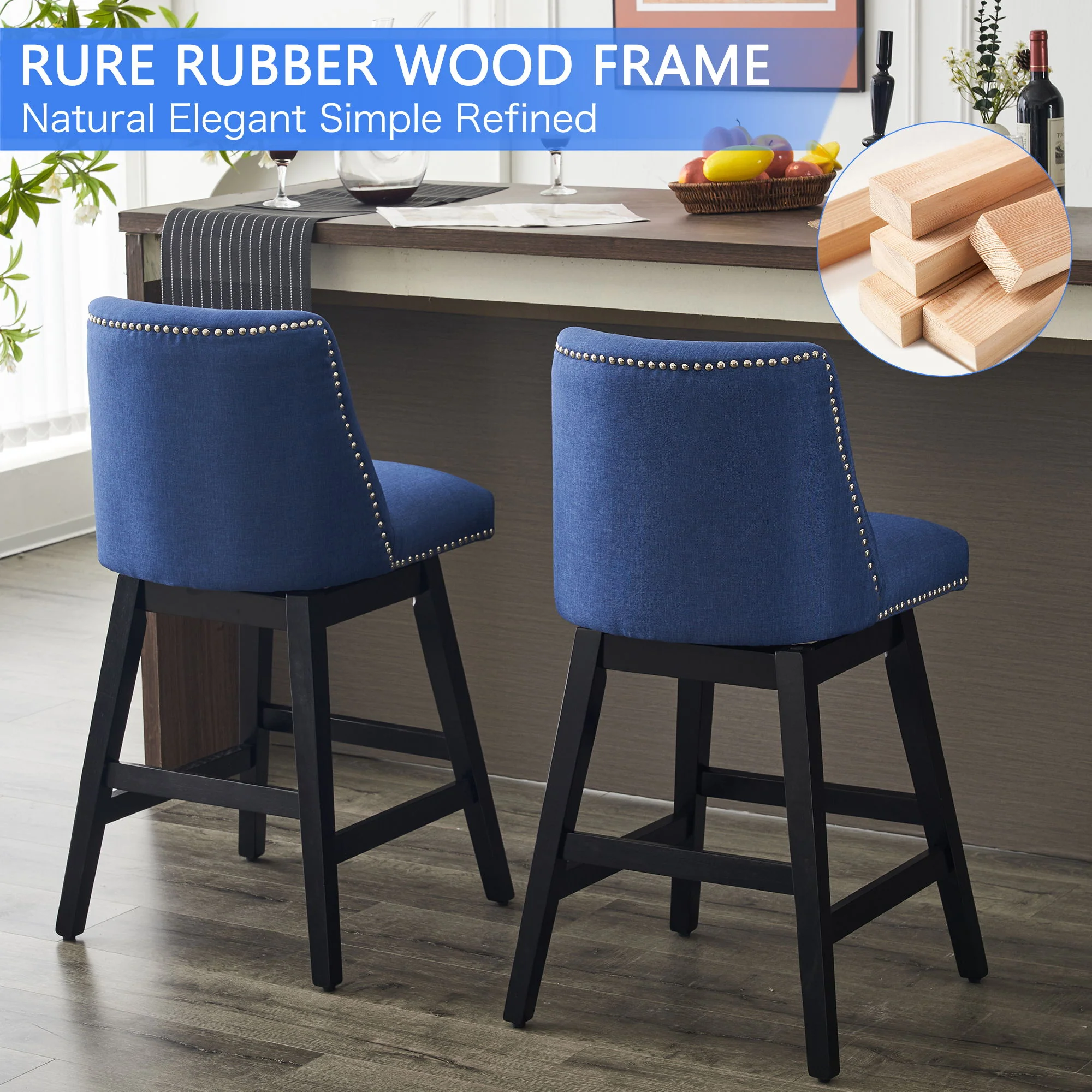 Upholstered Swivel Bar Stool - Image 3