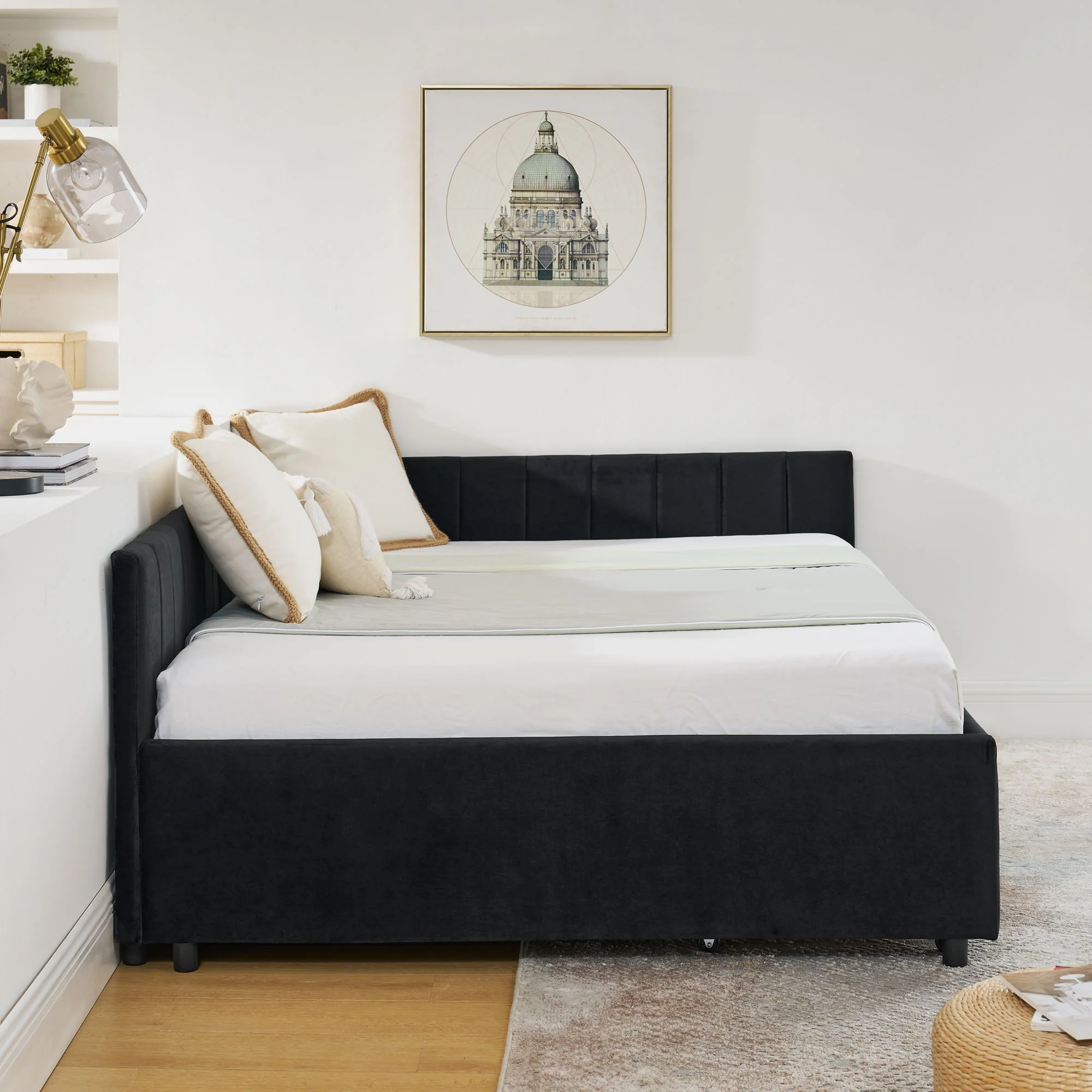 Upholstered Tufted Daybed Frame With Storage Drawers - Image 6