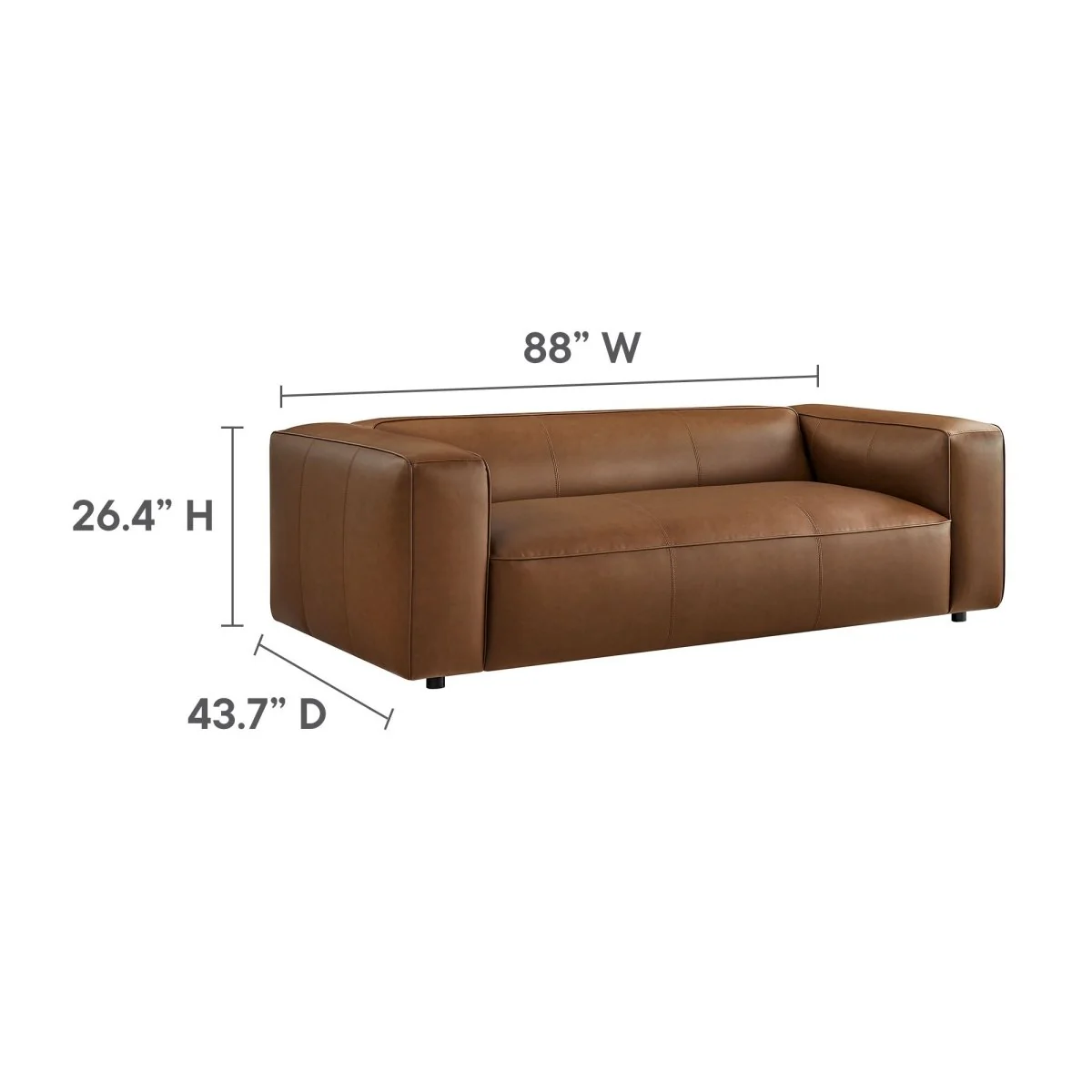 Upholstered Vegan Leather Sofa with Deep Seating - Image 3