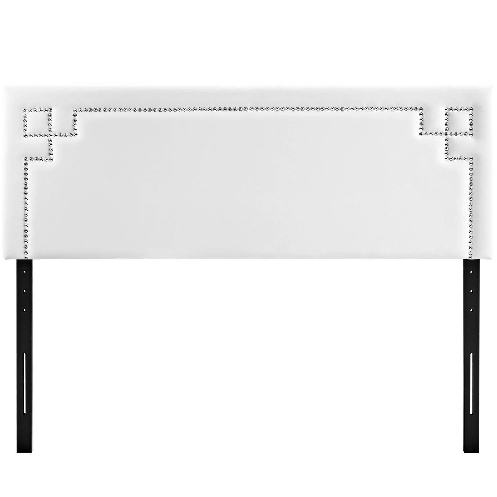 Upholstered Vinyl Headboard with Diamond Button Detail - Image 2