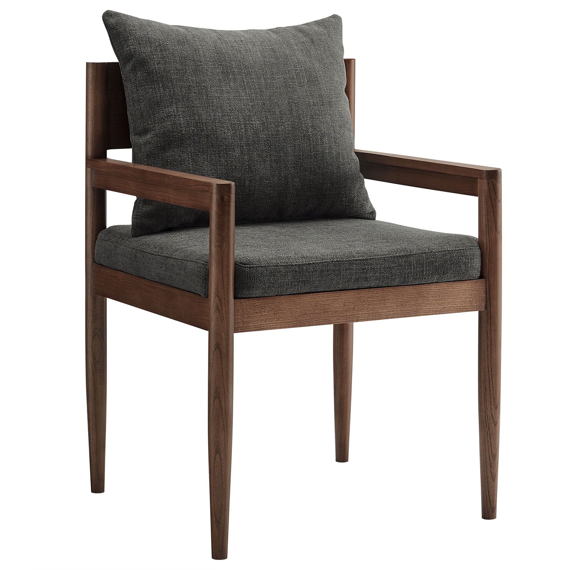 Upholstered Wood Dining Armchair with Open Back - Image 11