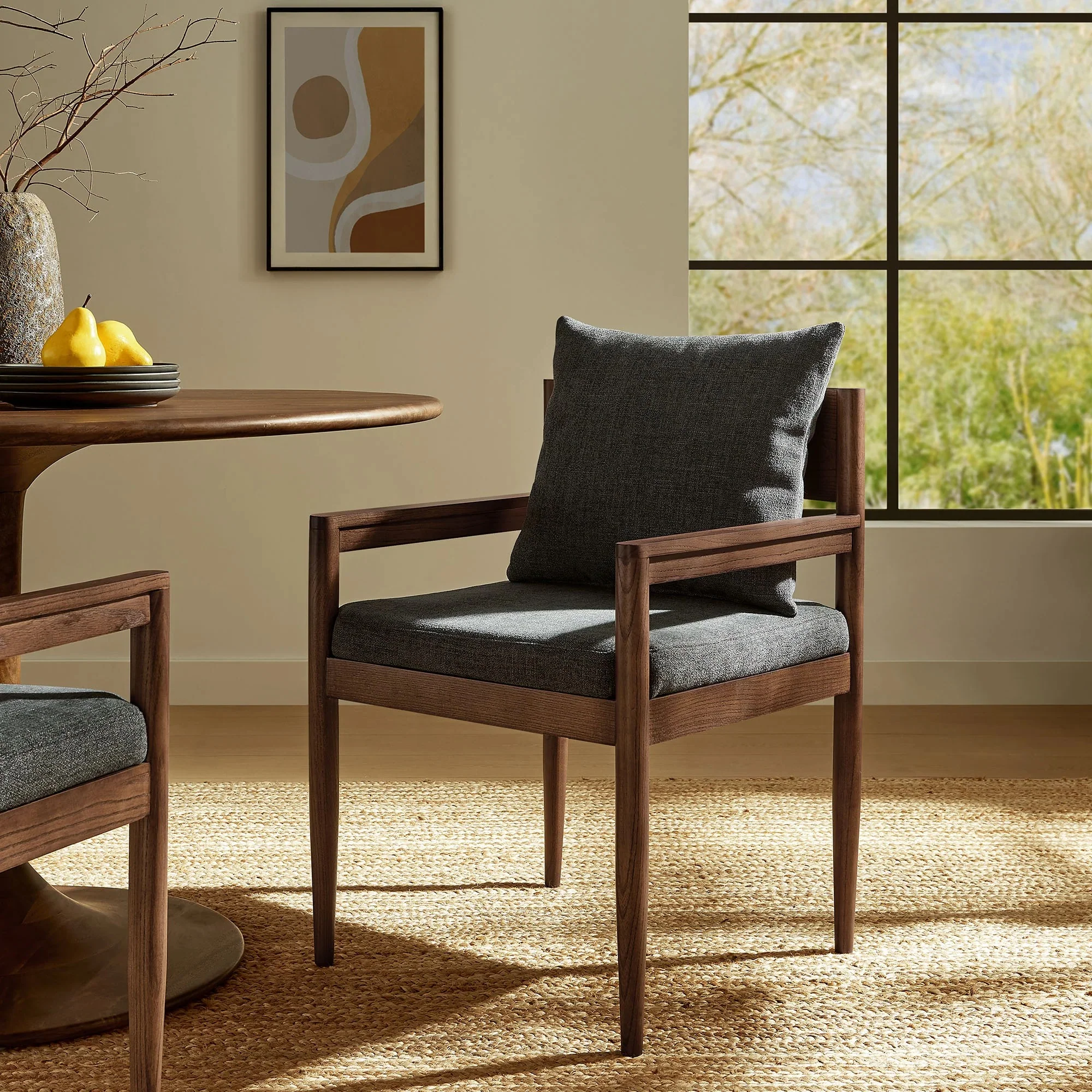Upholstered Wood Dining Armchair with Open Back - Image 18