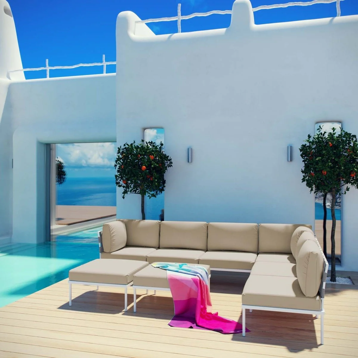 8-Piece Outdoor Patio Aluminum Sectional Sofa Set - Image 7
