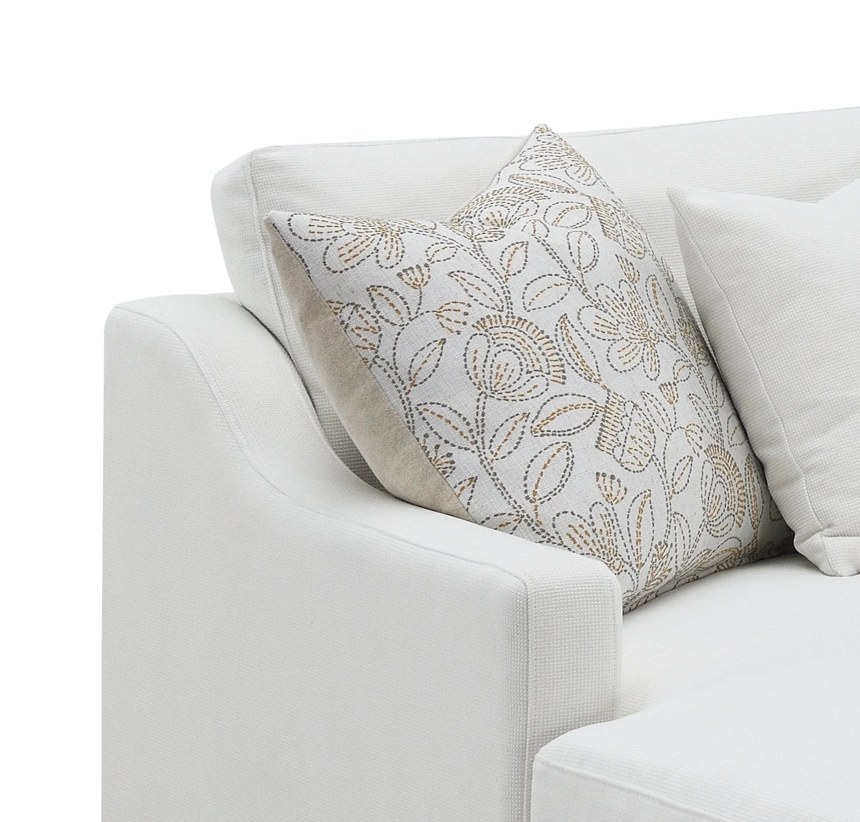 Valiant - Chenille Sectional Sofa With 4 Pillows - Ivory - Image 3