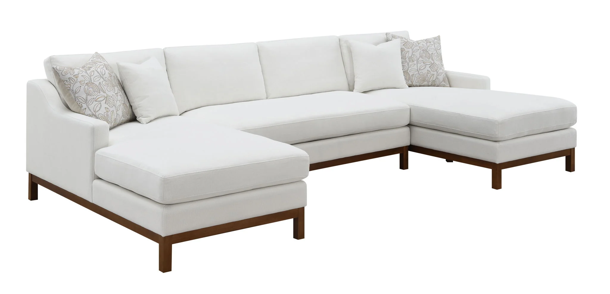 Valiant - Chenille Sectional Sofa With 4 Pillows - Ivory - Image 6