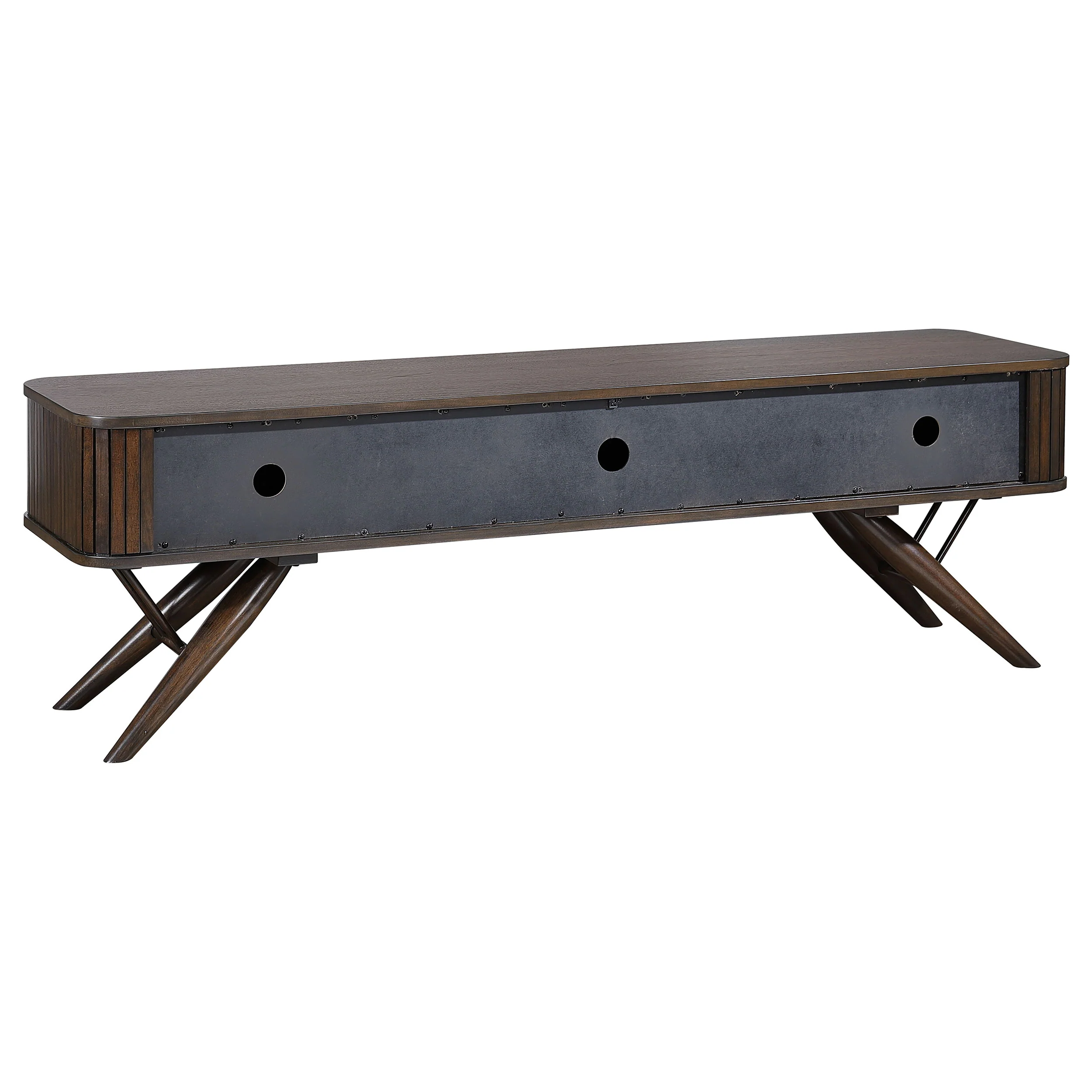 Valna Wood 71-inch TV Stand with Sliding Doors Walnut - Image 8