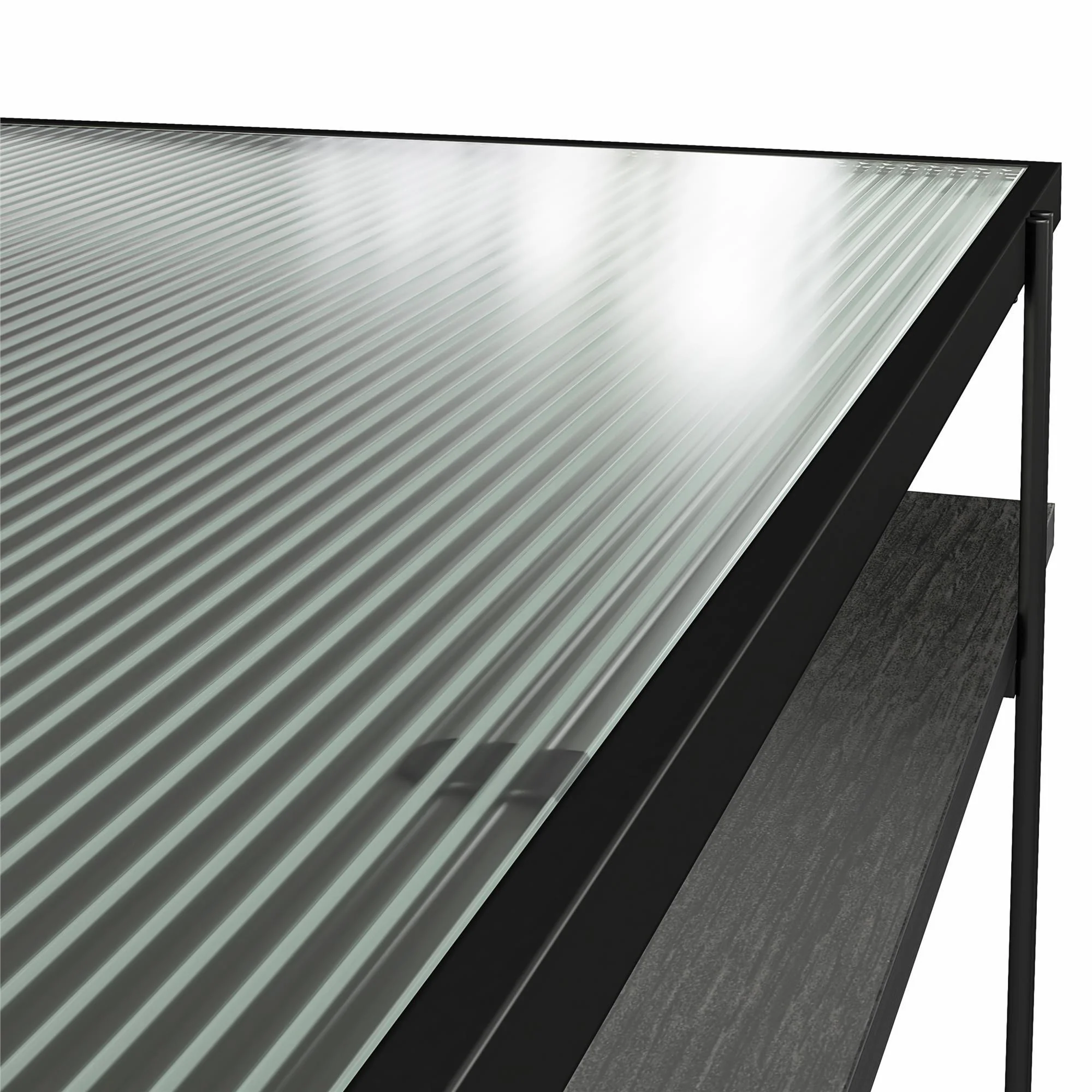 Vance - Computer Desk With Fluted Glass Desktop - Black - Image 4