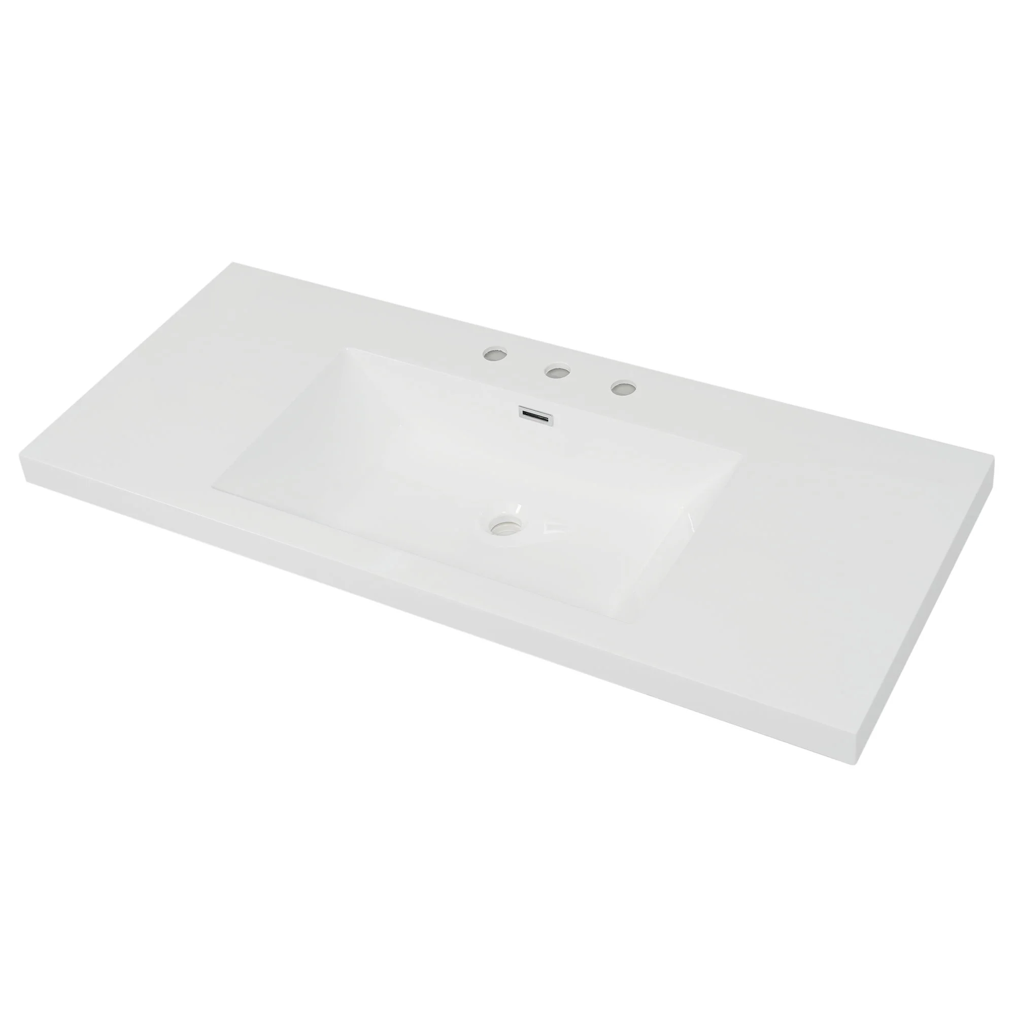 Vanity Top With 3 Faucet Holes, Rectangular Basin For Bathroom - White - Image 4