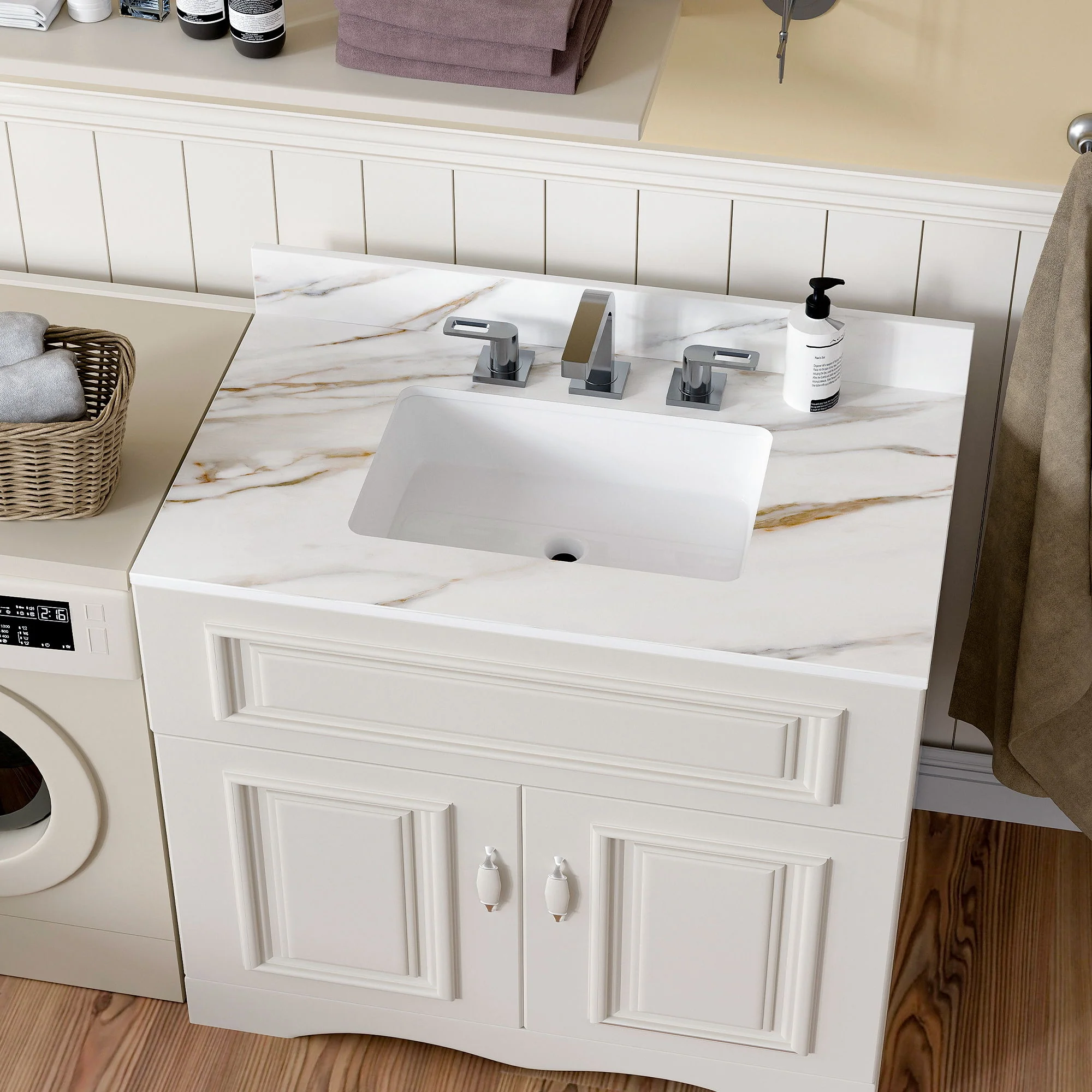 Vanity Top With Undermount Sink And Backsplash, Sintered Stone - Image 18