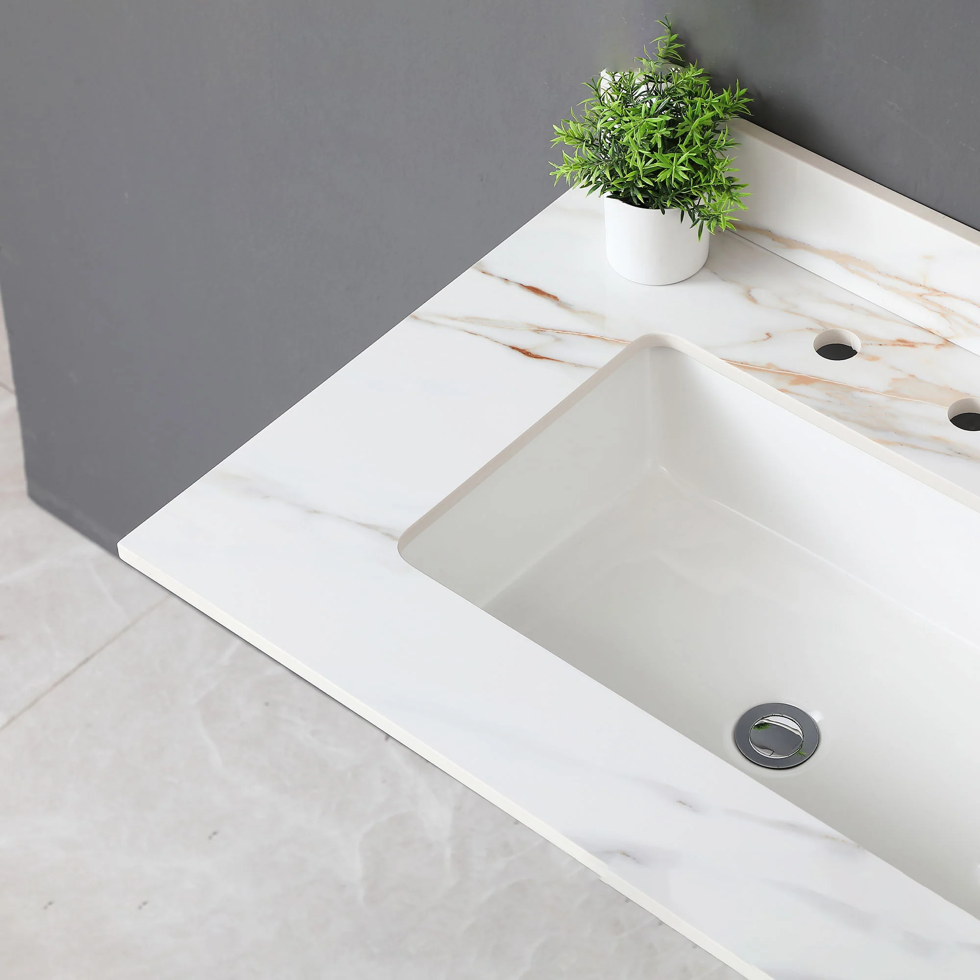 Vanity Top With Undermount Sink And Backsplash, Sintered Stone - Image 25