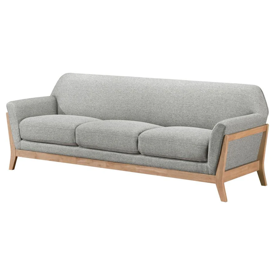 Vaughn Grey Fabric Upholstered Mid-Century Flared Arm Sofa - Image 4