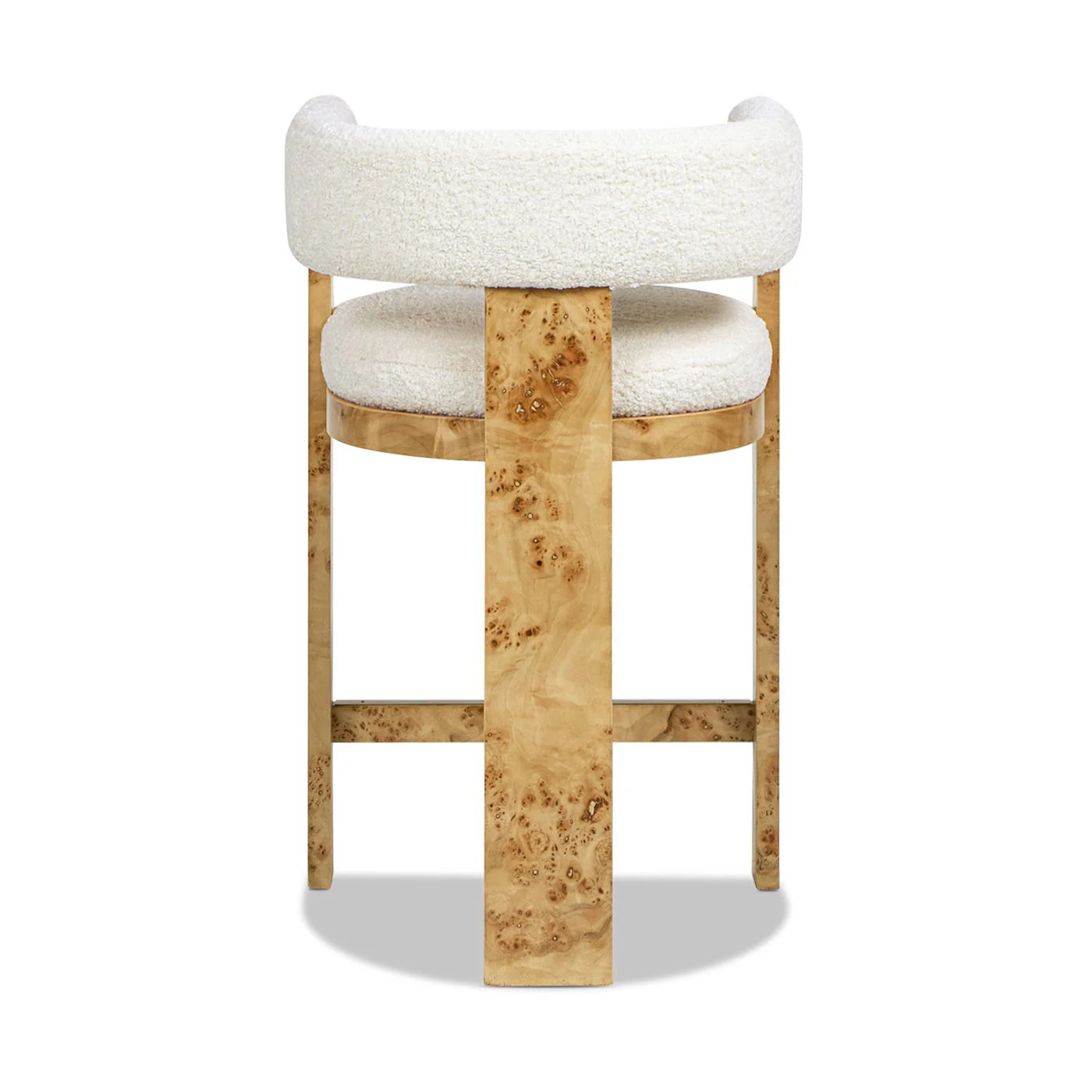 Vavona - Burl Upholstered Barrel Back Counter Height Bar Stool - Polar Off White - Image 4