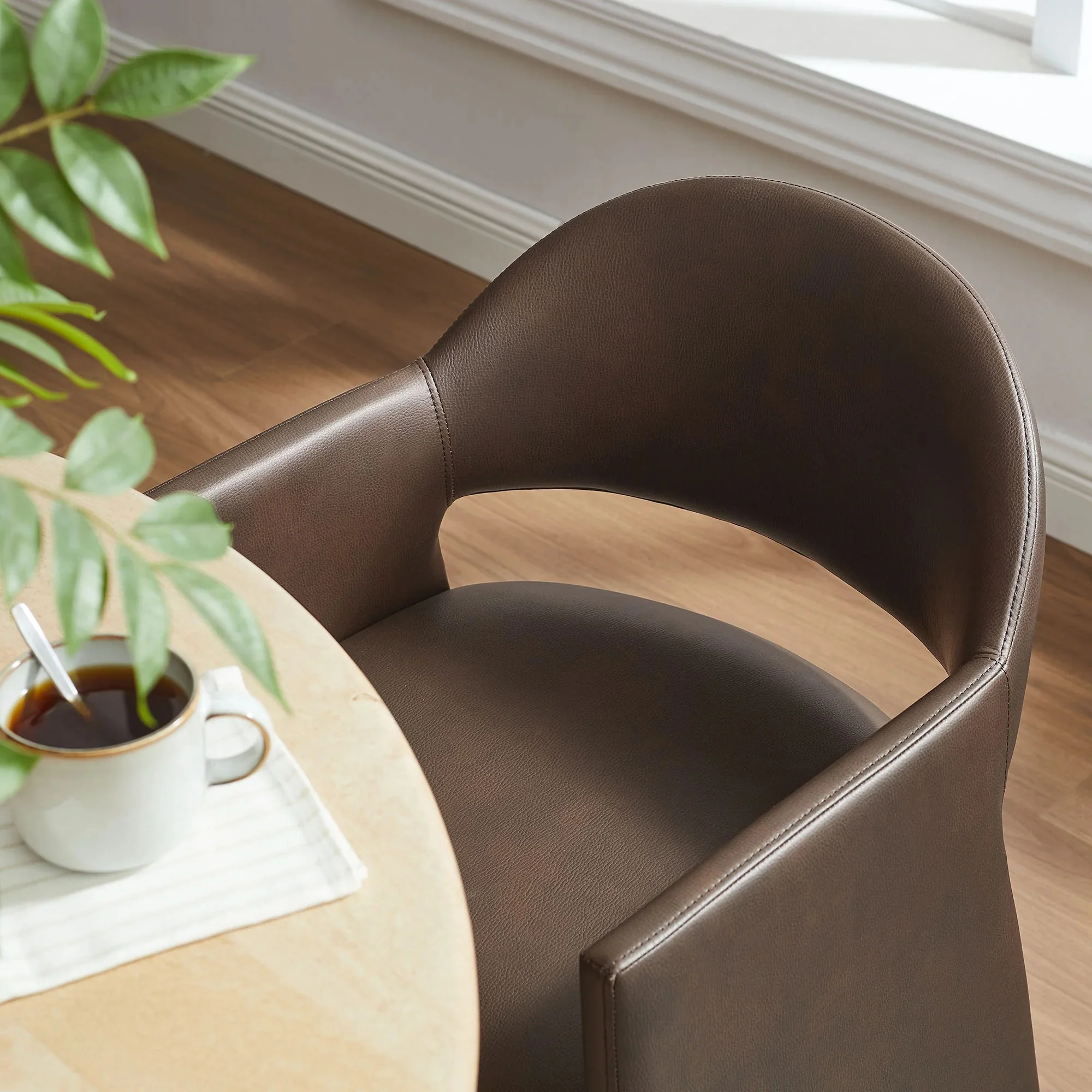 Vegan Leather Curved Back Dining Armchair - Image 11