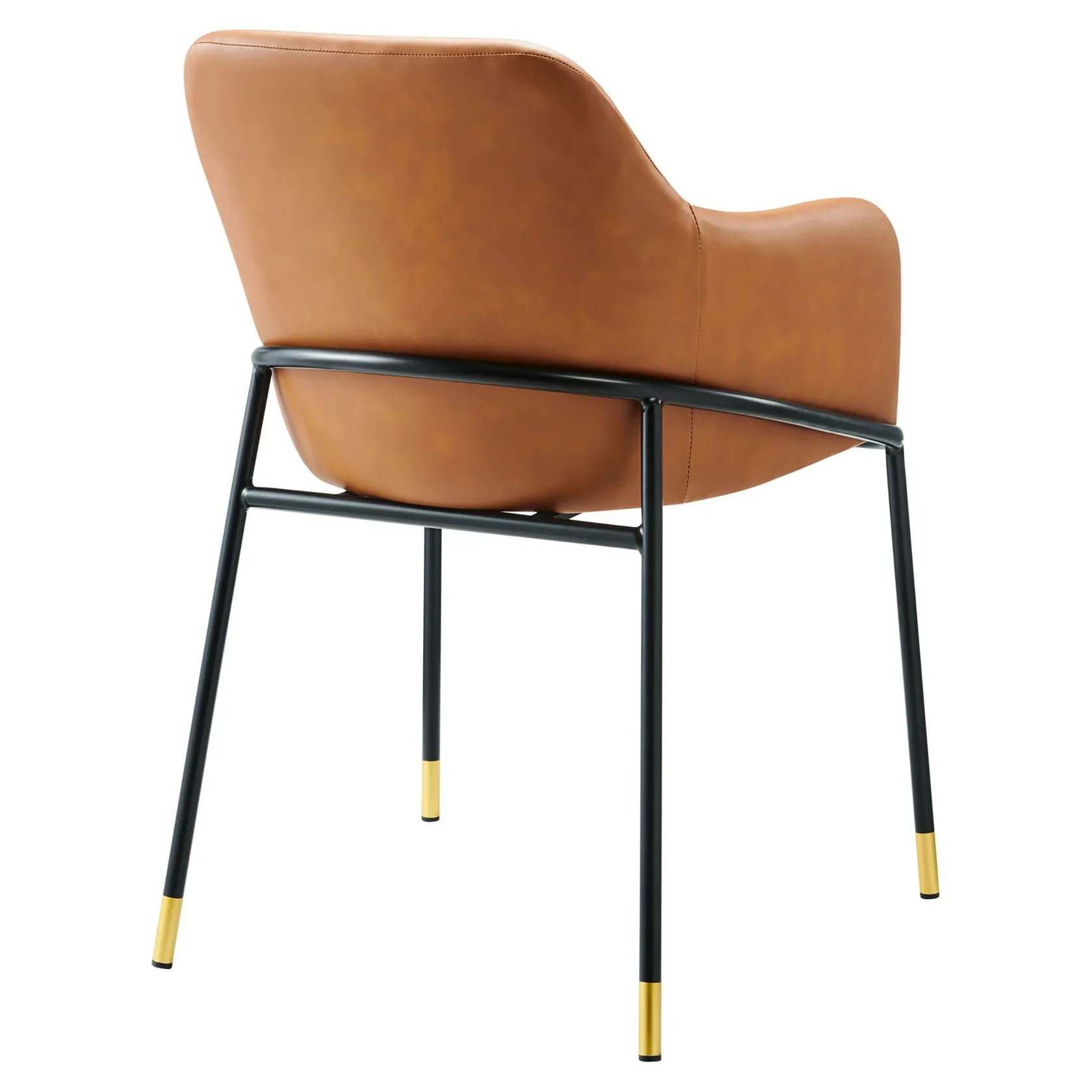 Vegan Leather Dining Armchair with Curved Back and Metal Legs - Image 4