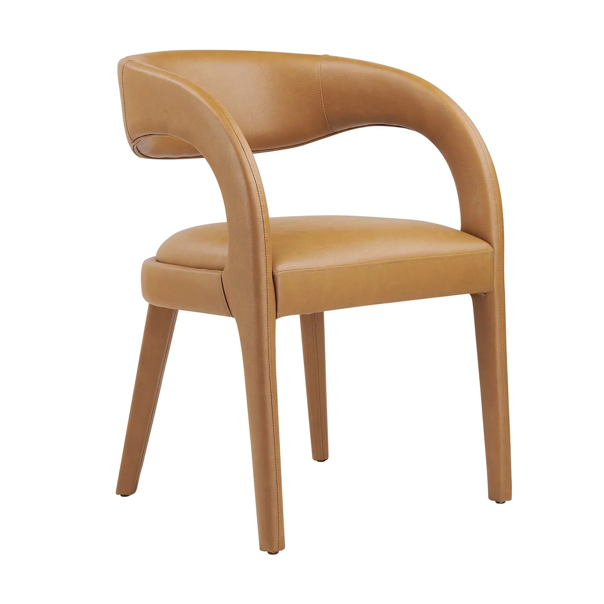 Vegan Leather Dining Chair Set with Curved Back – Set of 2 - Image 3