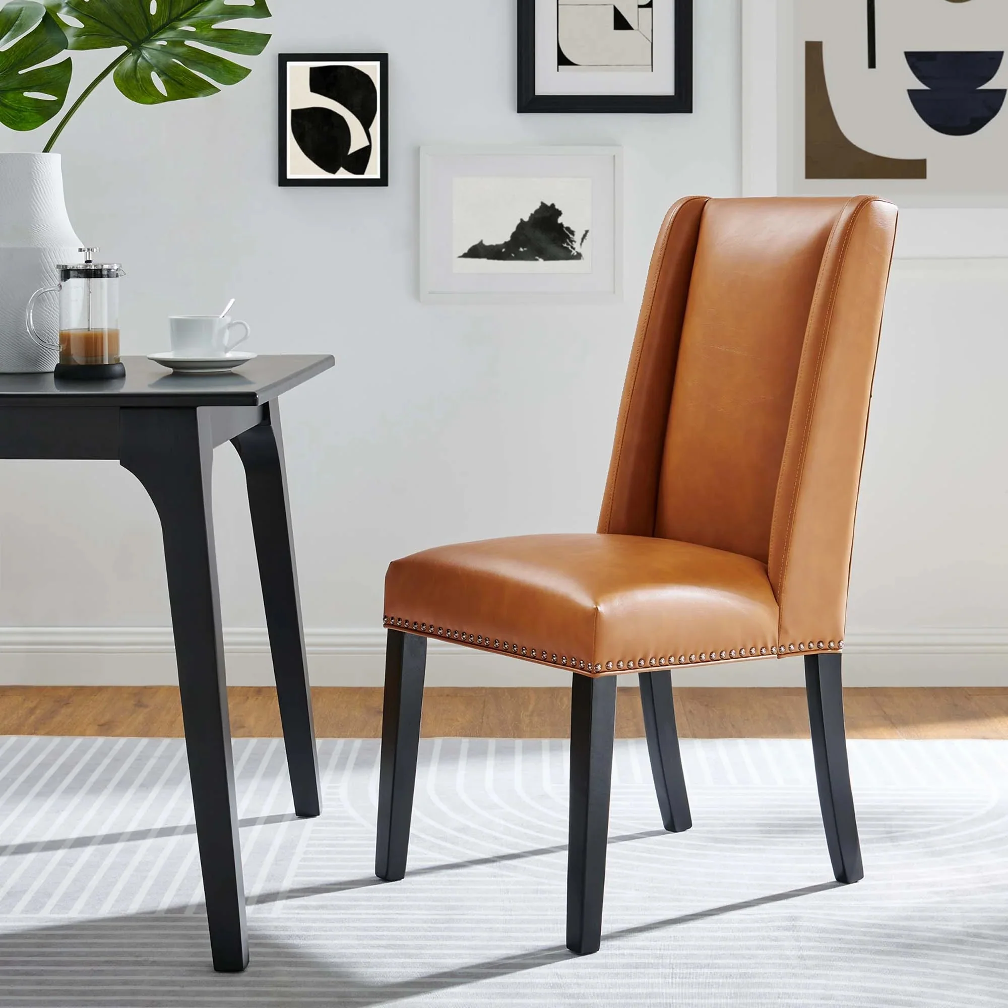 Vegan Leather Dining Side Chair with Nailhead Trim - Image 19
