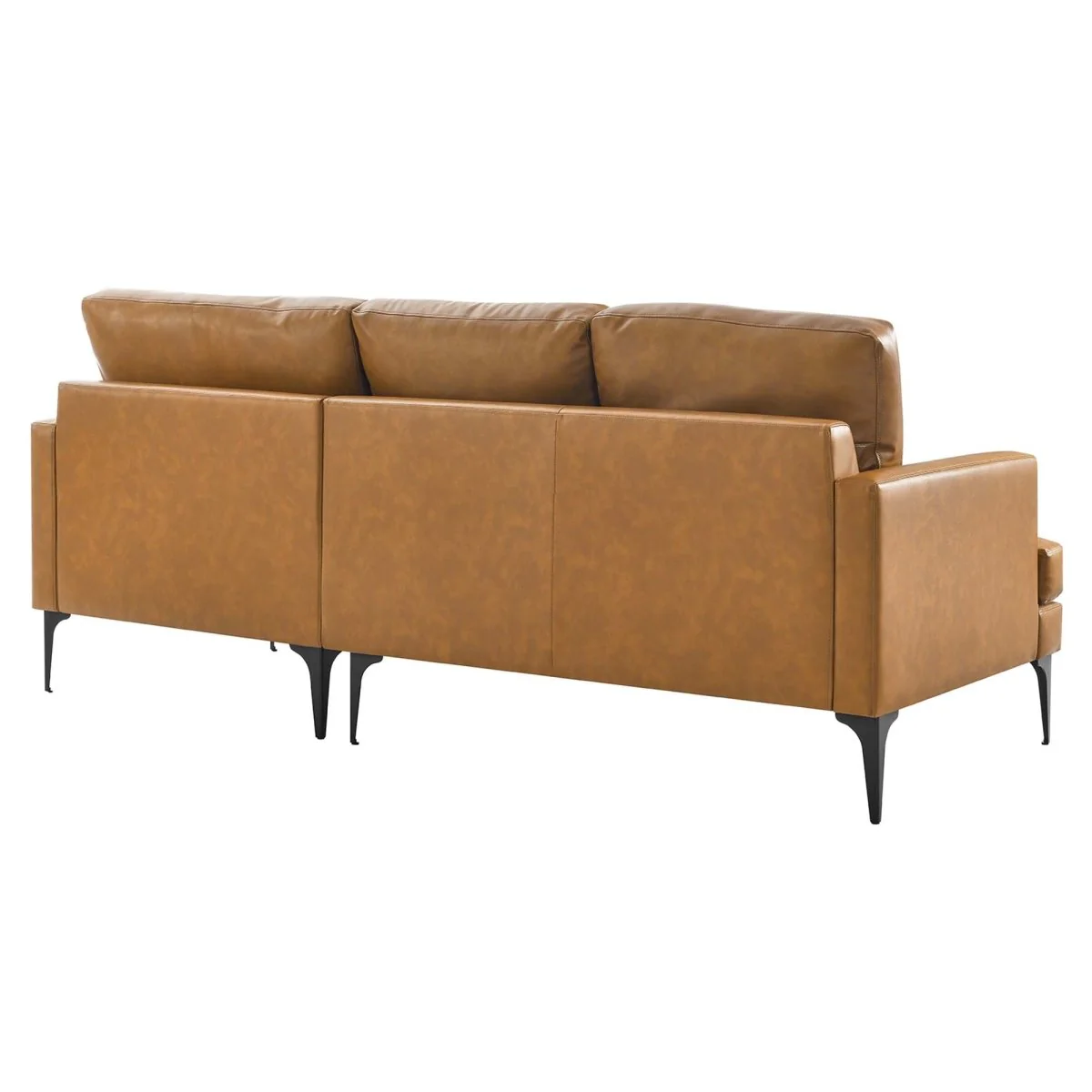 Vegan Leather Right-Facing Sectional Sofa with Chaise 81 Inch in Tan - Image 4