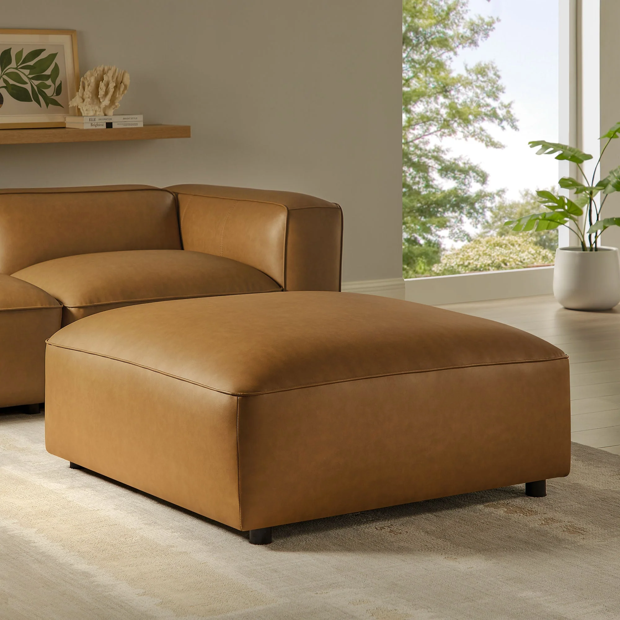 Vegan Leather Square Modular Ottoman 43 Inch - Image 7