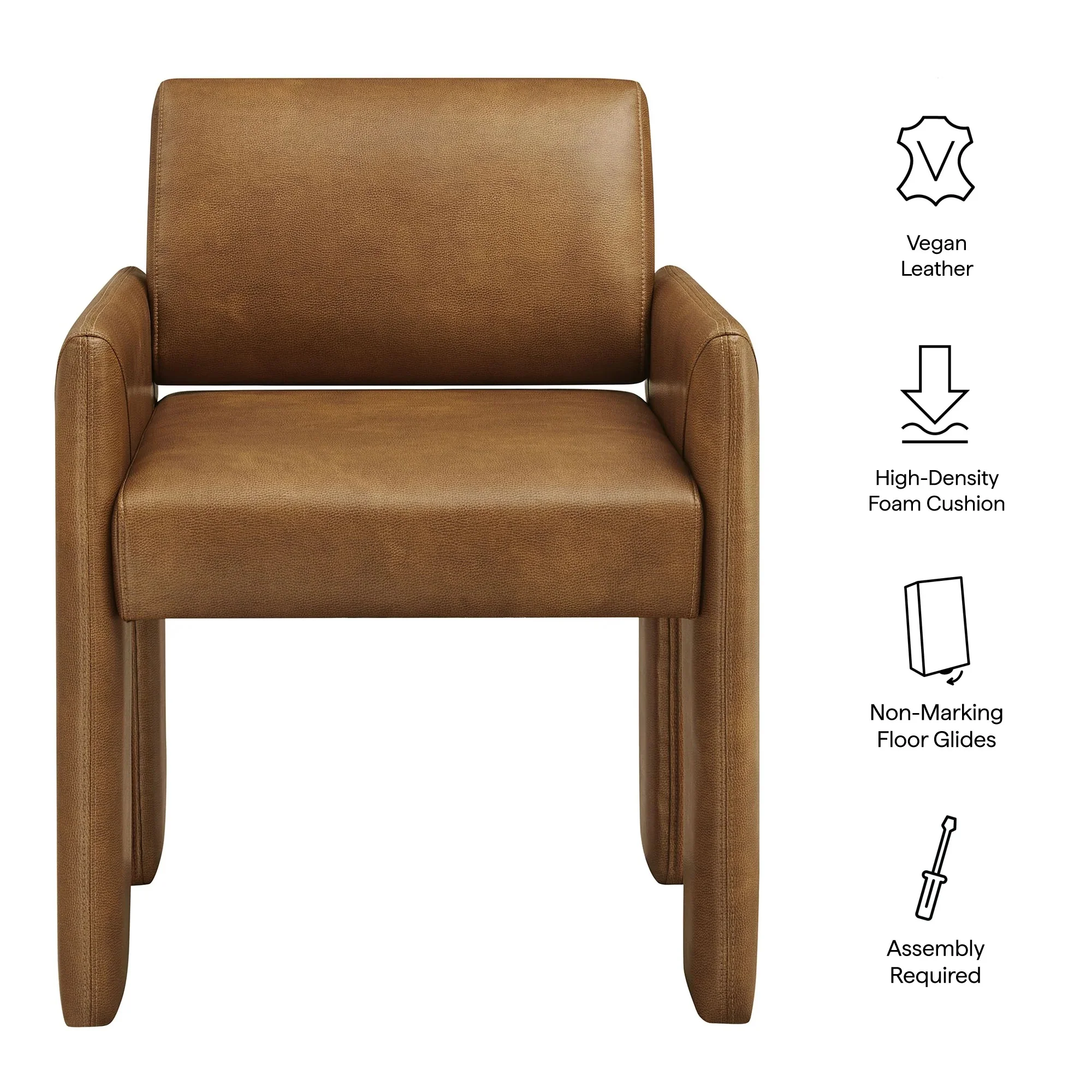 Vegan Leather Upholstered Dining Armchair - Image 7