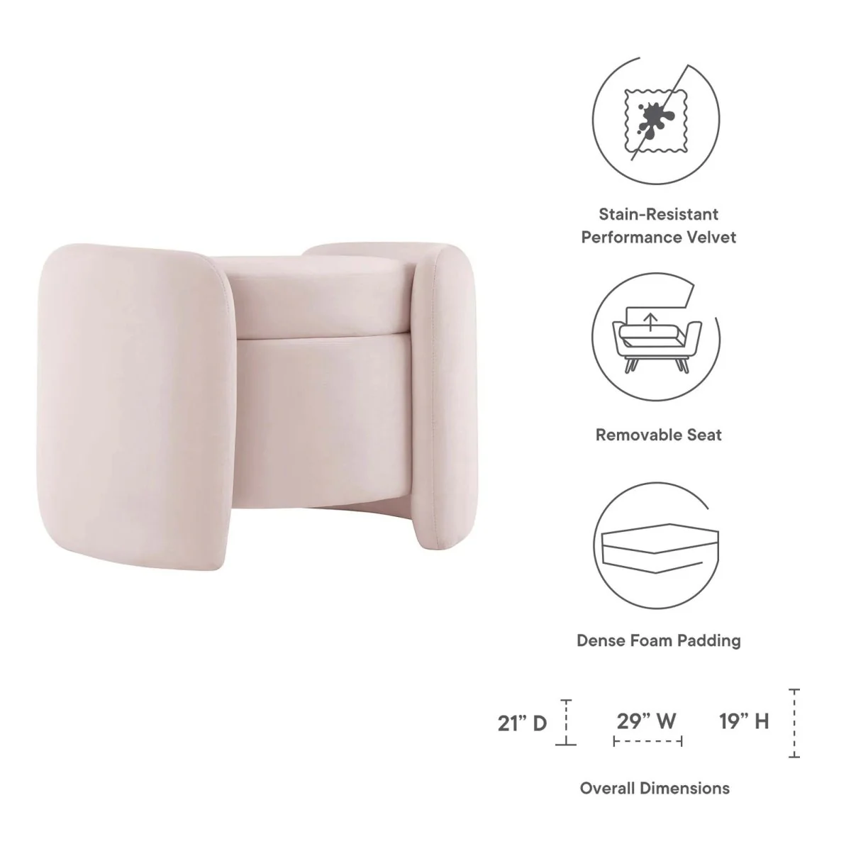 Velvet Storage Ottoman with Removable Lid – 28 Inch Upholstered - Image 20
