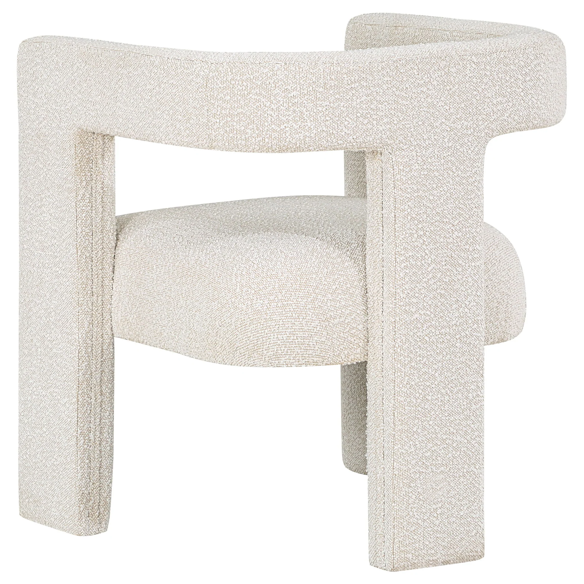 Verda - Upholstered Accent Side Chair In Soft With Rounded Open Back And 3 Leg Base - White - Image 3