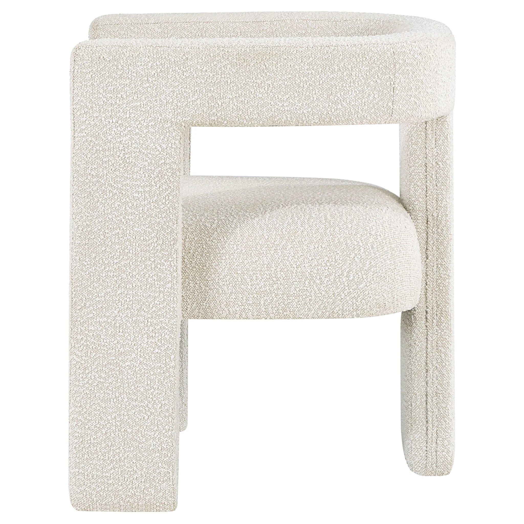 Verda - Upholstered Accent Side Chair In Soft With Rounded Open Back And 3 Leg Base - White - Image 4