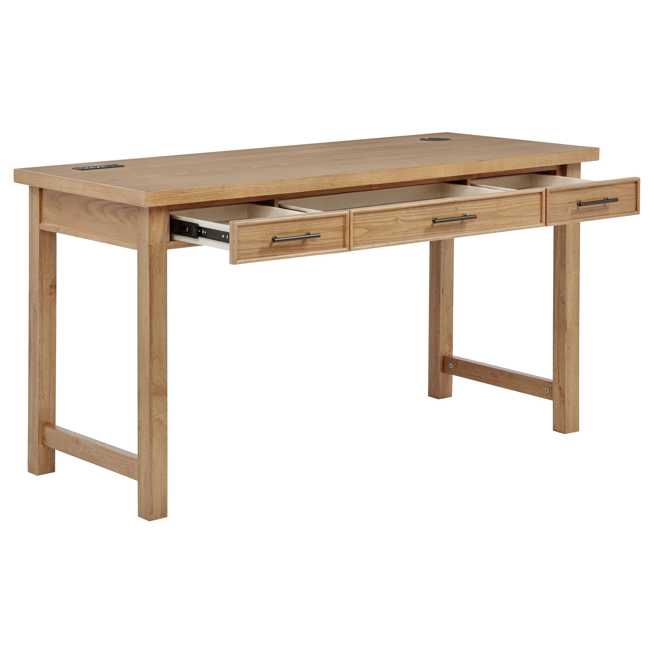 Vermes 55-Inch Writing Desk with 3 Drawers - Light Ash - Image 2