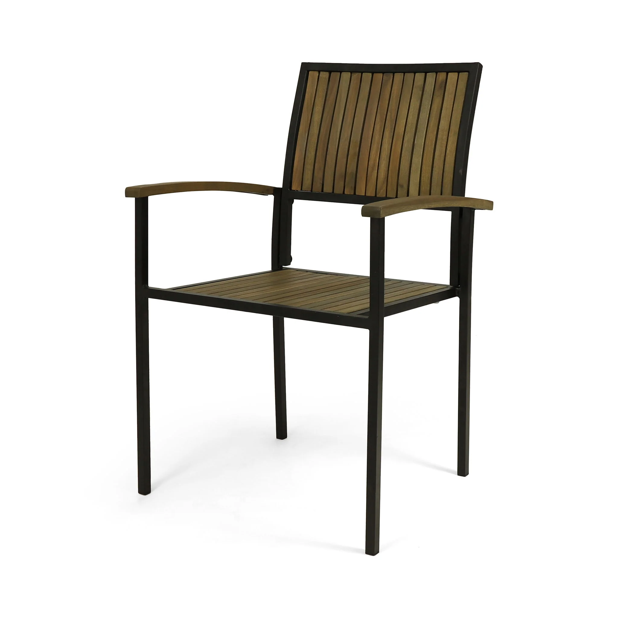 Vermilion - Outdoor Dining Chair With Vertical Slat And Wooden Arm - Image 4