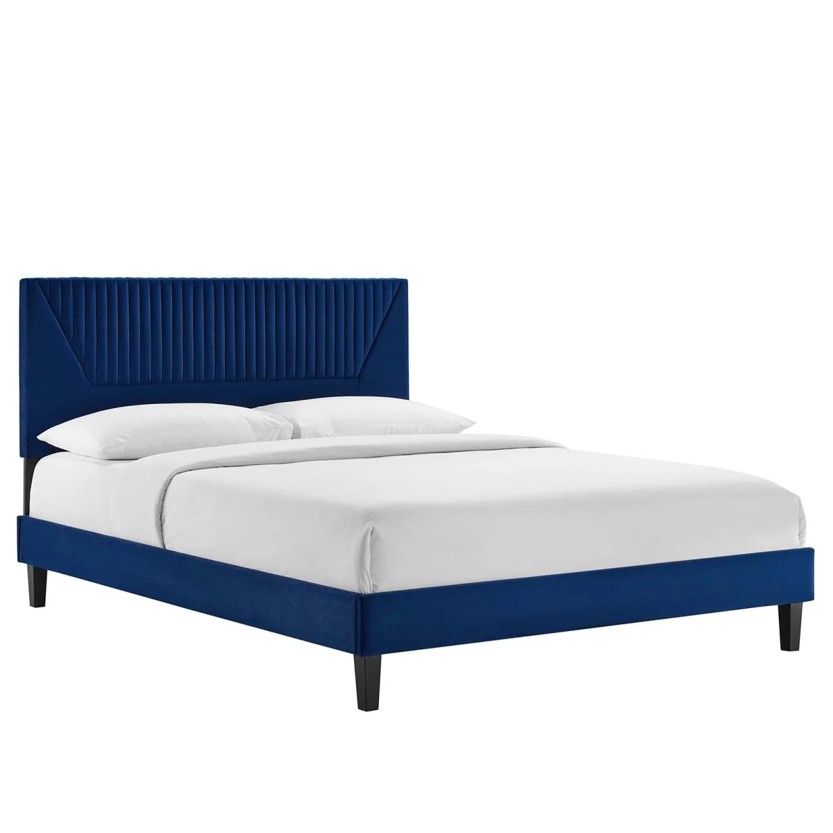Vertical Channel Tufted Performance Velvet Platform Bed with Tapered Legs - Image 6