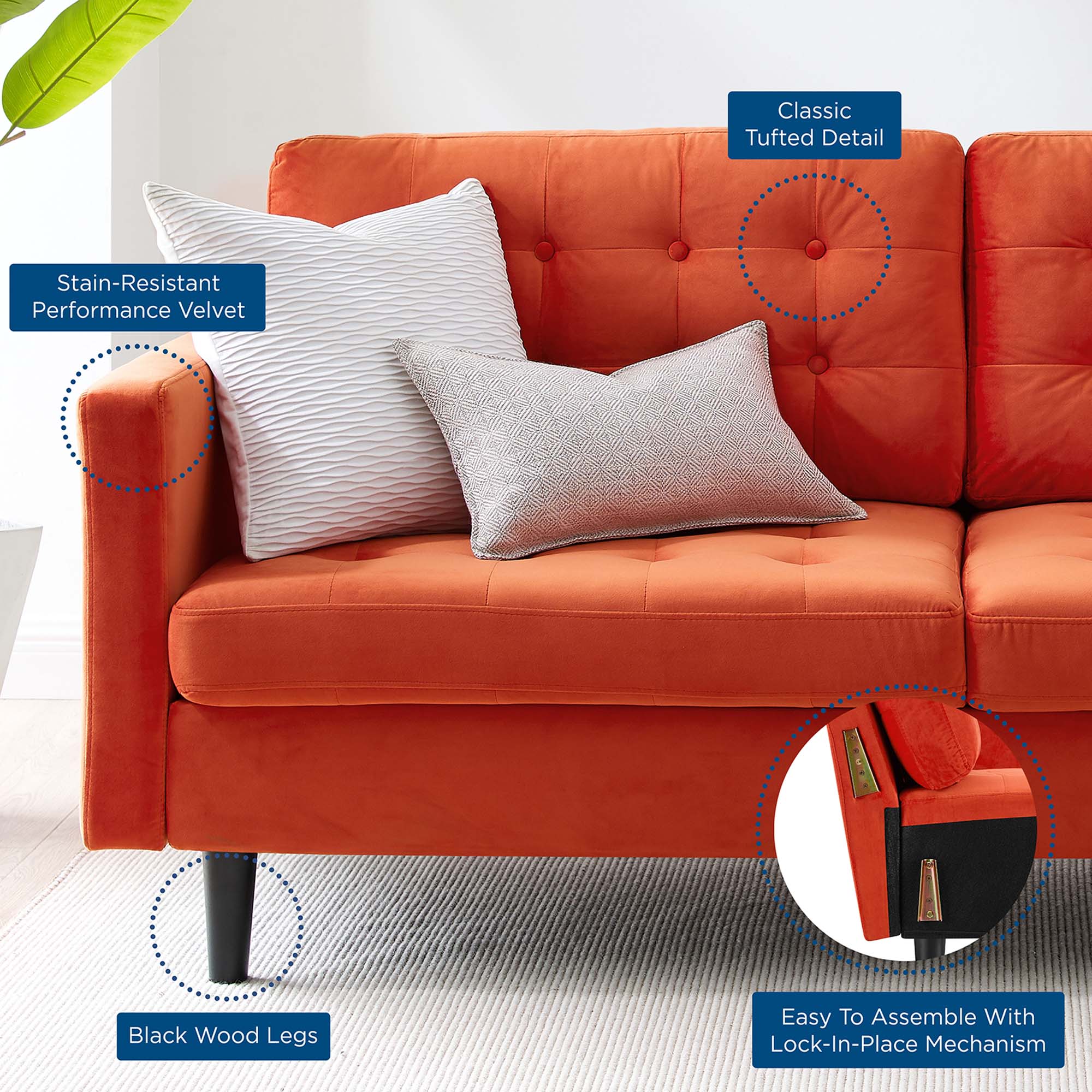 Tufted Performance Velvet Sofa – 75 Inch - Image 21