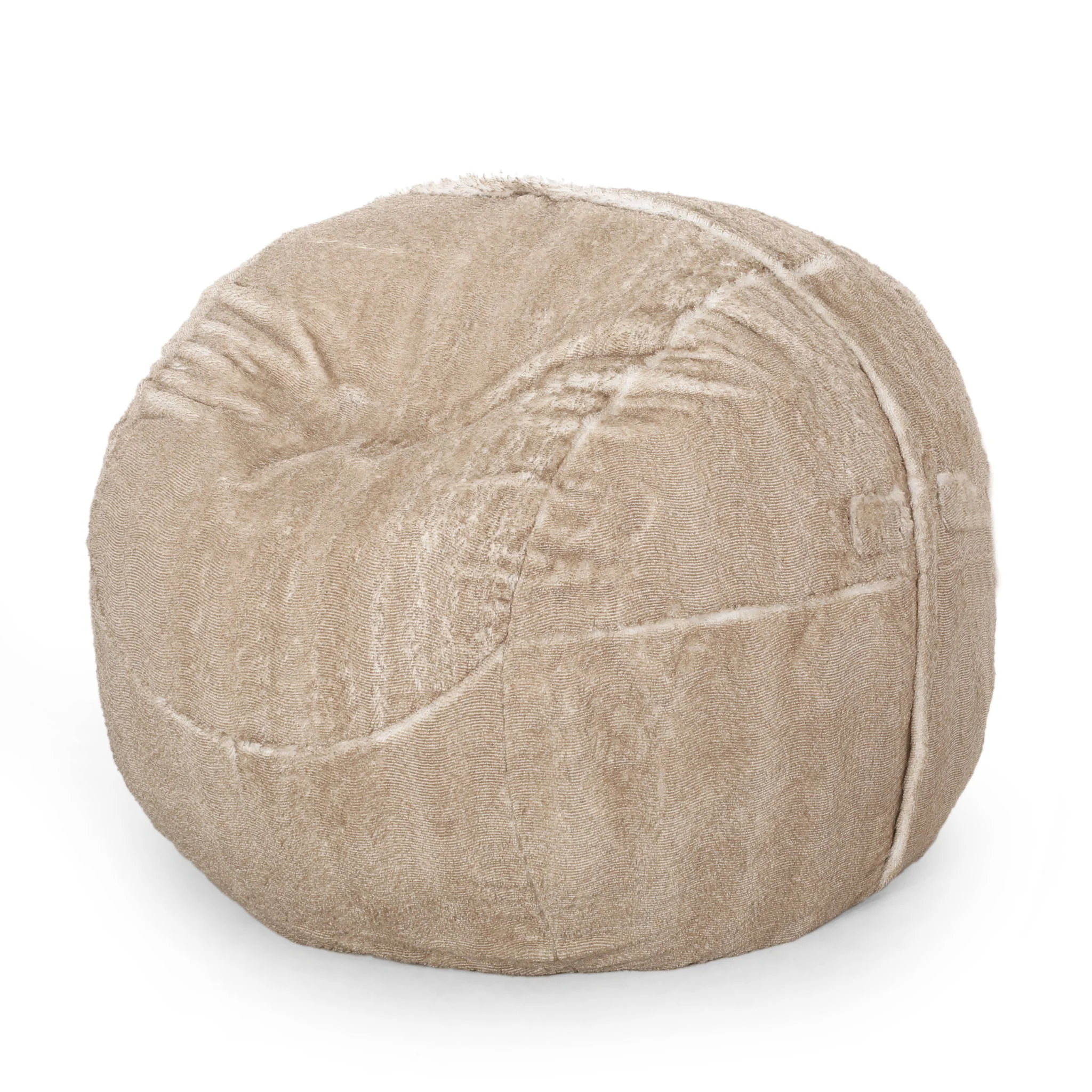 Vida - Modern 5 Foot Rounded Bean Bag - Snow White / Beige - Image 3