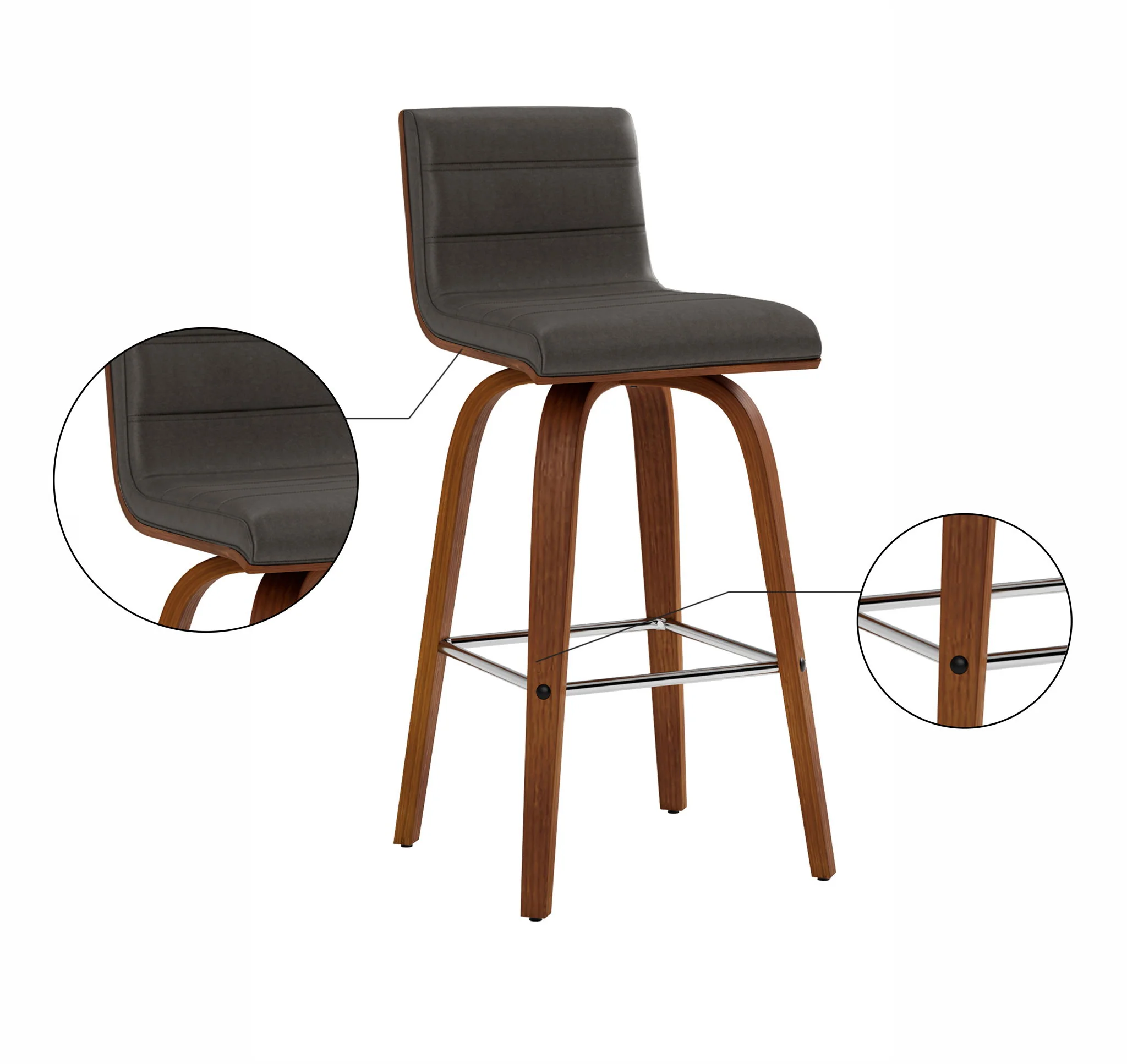 Vienna - 26" Swivel Counter Stool - Walnut Wood - Image 33