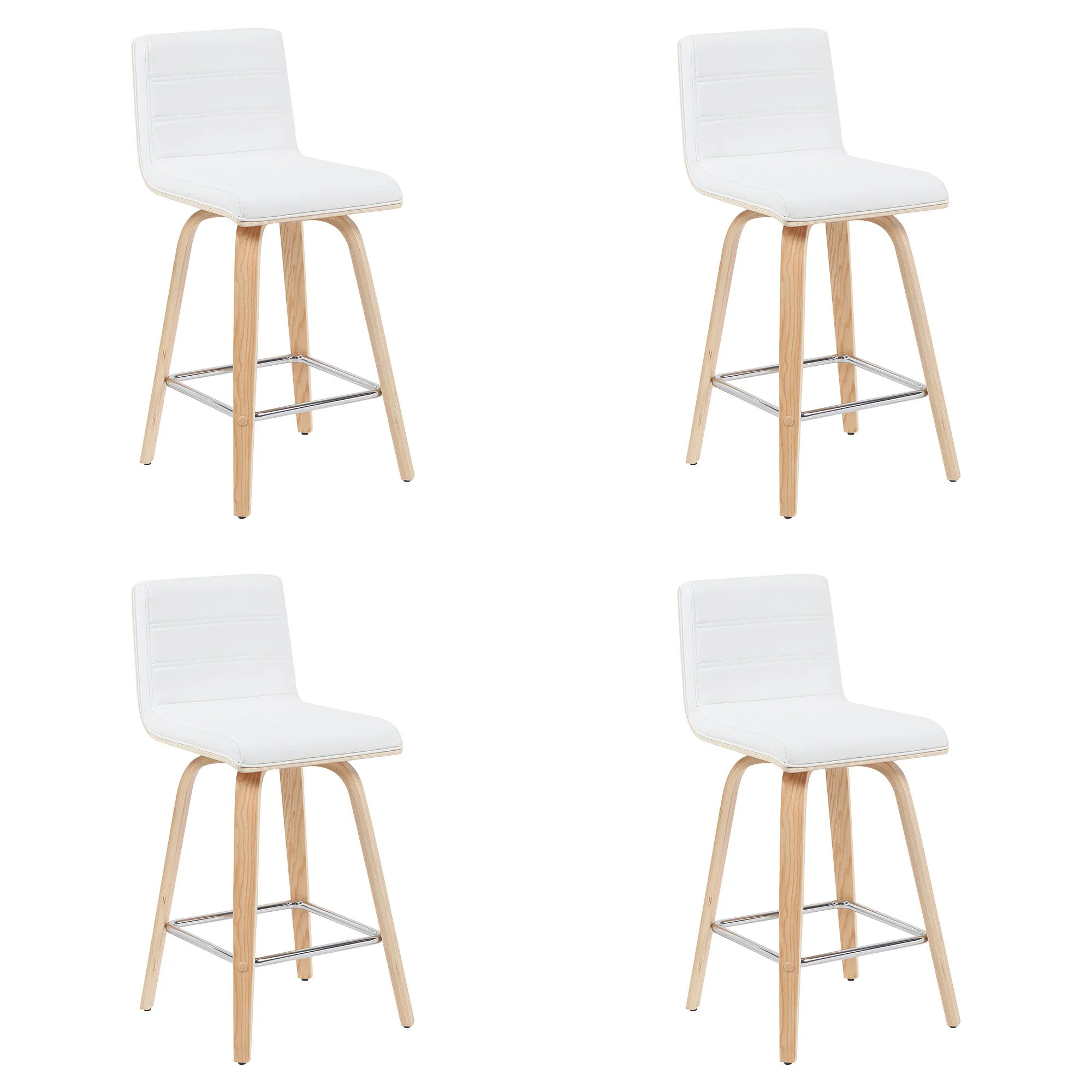 Vienna - Modern Counter Height Swivel Bar Stool - Patterned Oak Wood Frame - Image 2